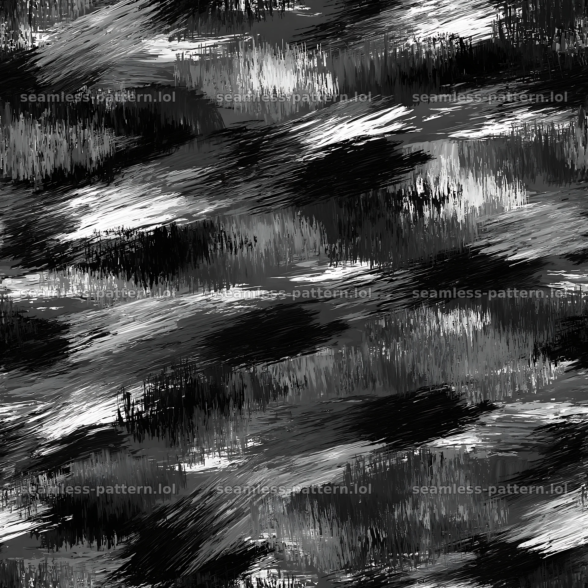 Seamless military camouflage brushstroke pattern in black and white — seamless tileable pattern