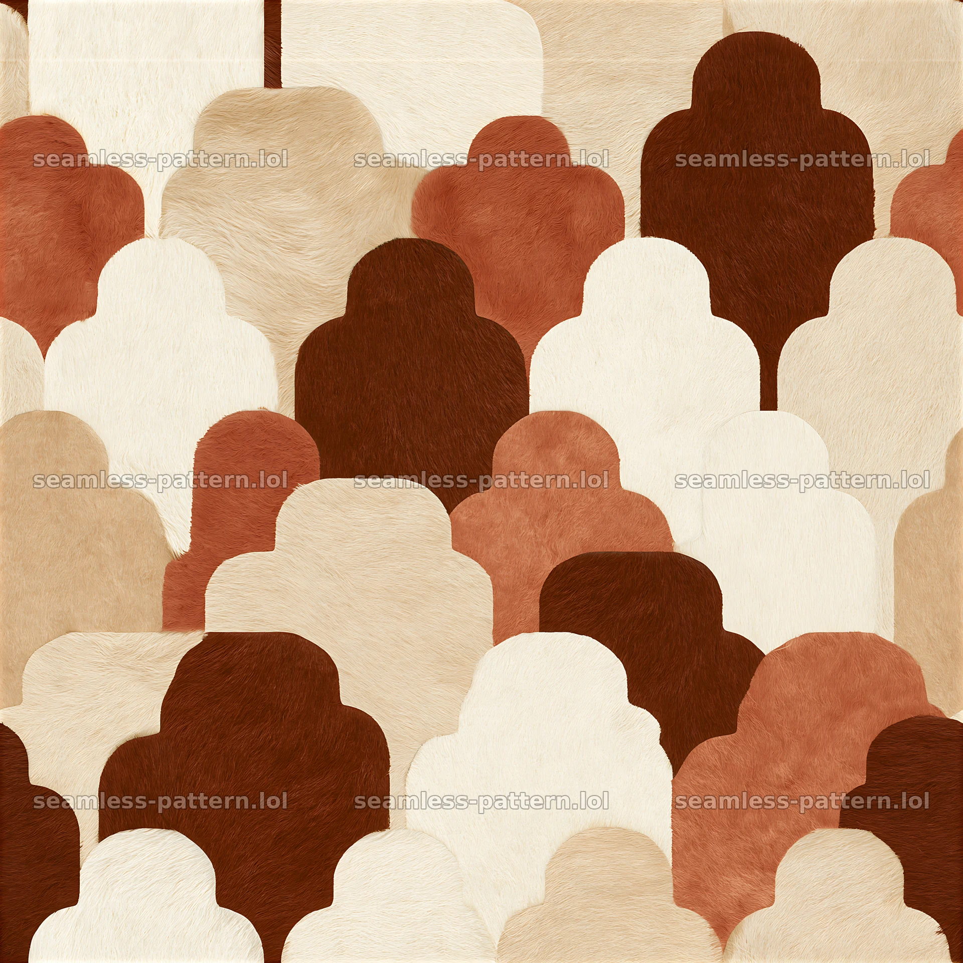 Seamless minimal cowhide pattern with abstract shapes in earthy colors — seamless tileable pattern at 8192x8192