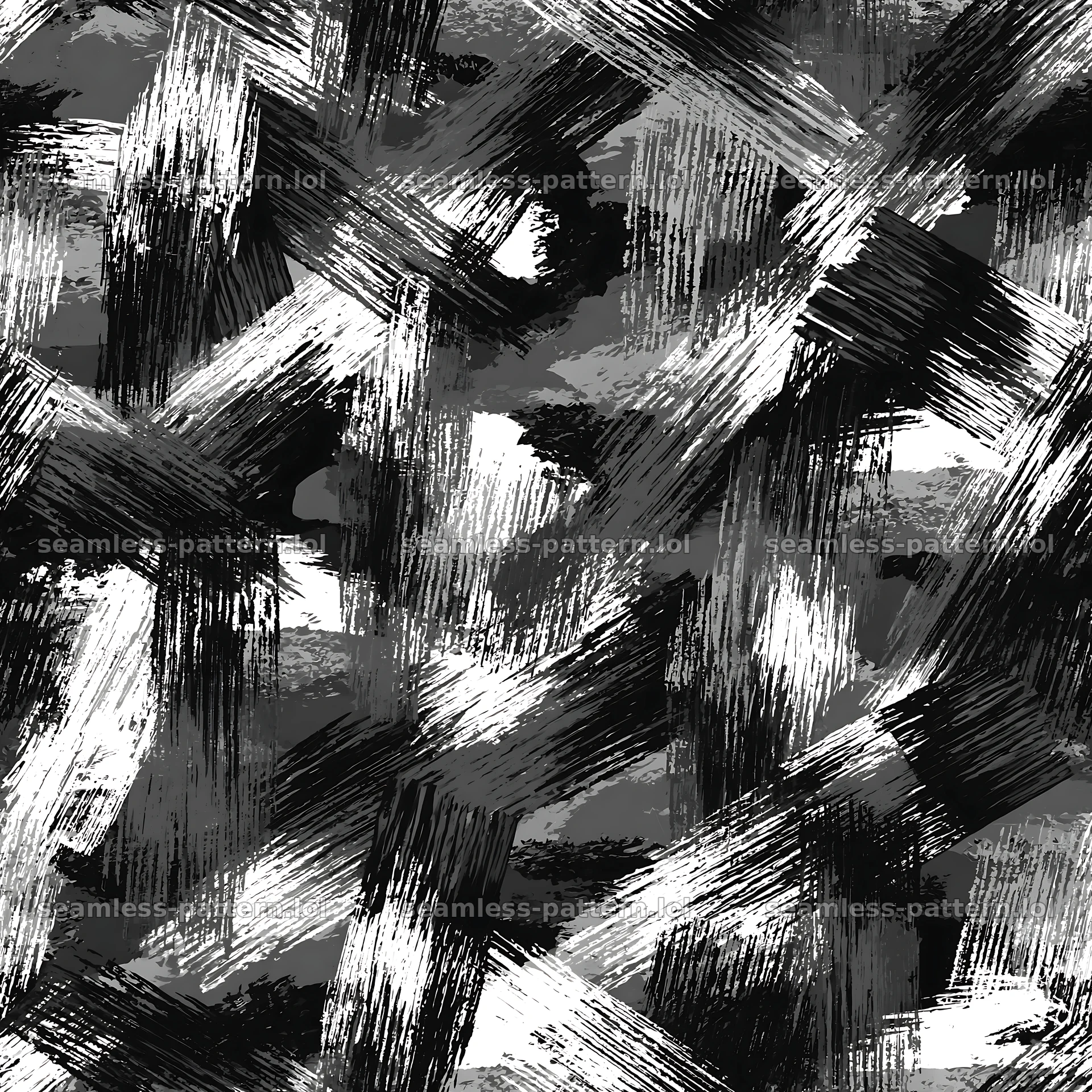 Seamless urban camouflage brushstroke pattern in black and white — seamless tileable pattern