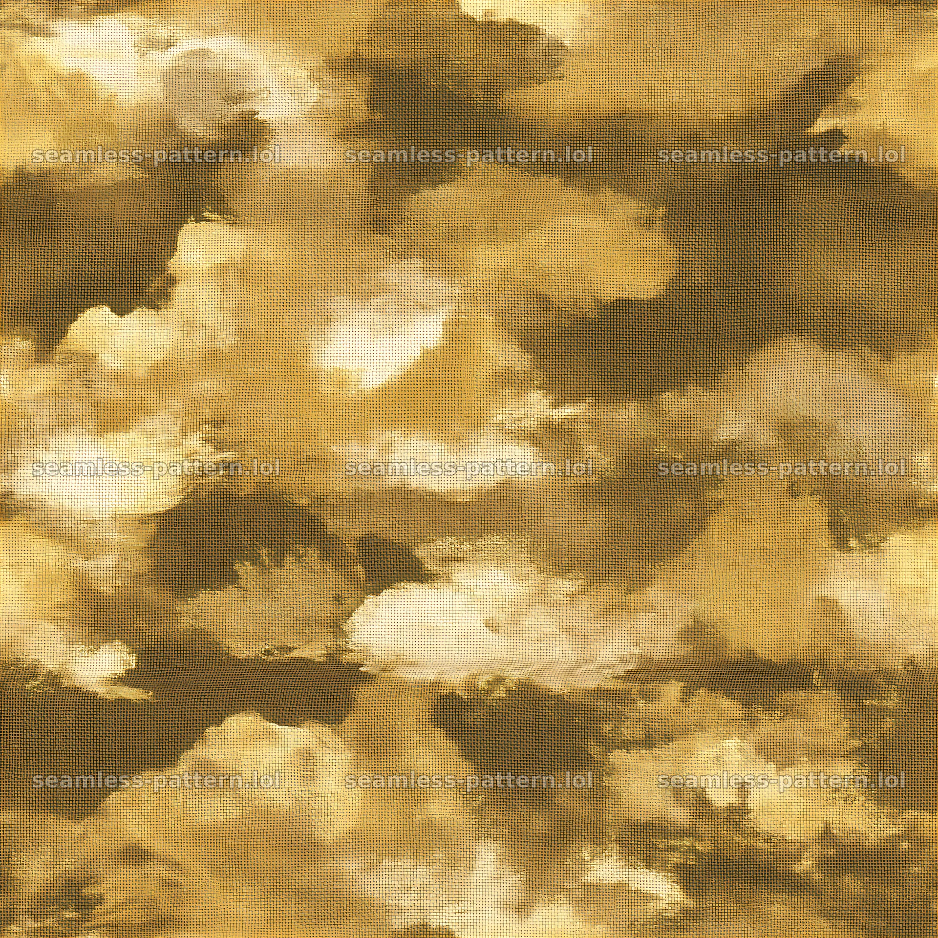 Golden canvas camouflage seamless texture with clouds — seamless tileable pattern at 8192x8192