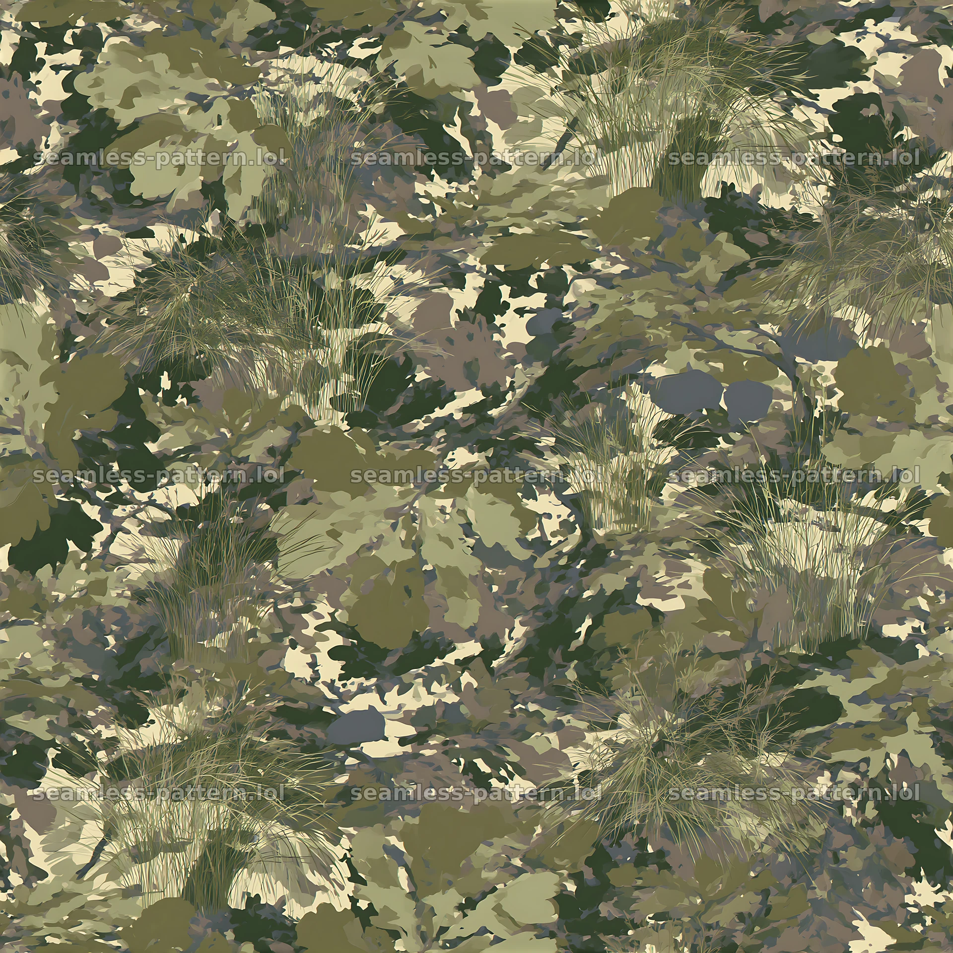 Repeat organic camouflage pattern with green and brown tones — seamless tileable pattern at 8192x8192