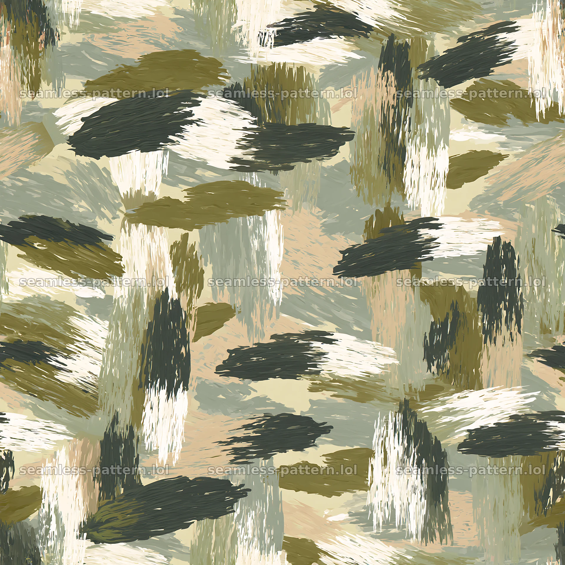 Seamless olive camouflage brushstroke pattern for fabric and wallpaper — seamless tileable pattern
