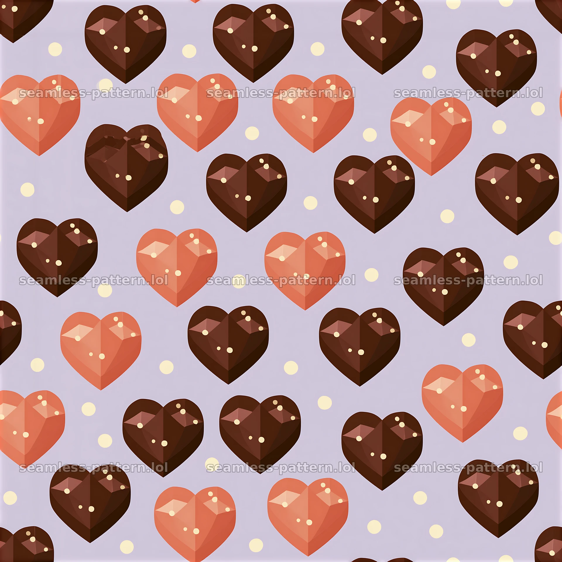 Heart chocolates tileable pattern with various shapes and sizes — seamless tileable pattern at 8192x8192