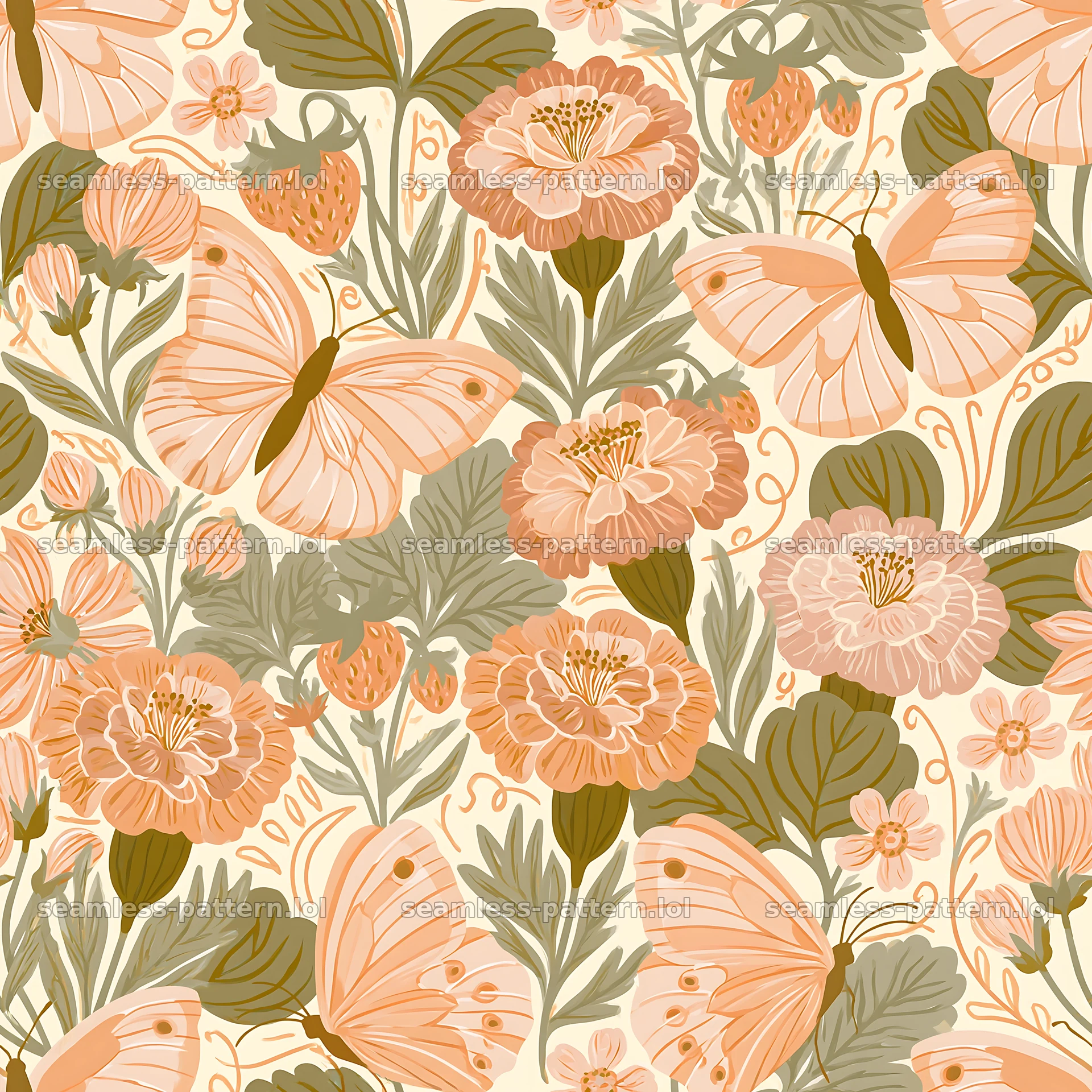 Fairy garden butterfly seamless pattern for fabric and wallpaper — seamless tileable pattern