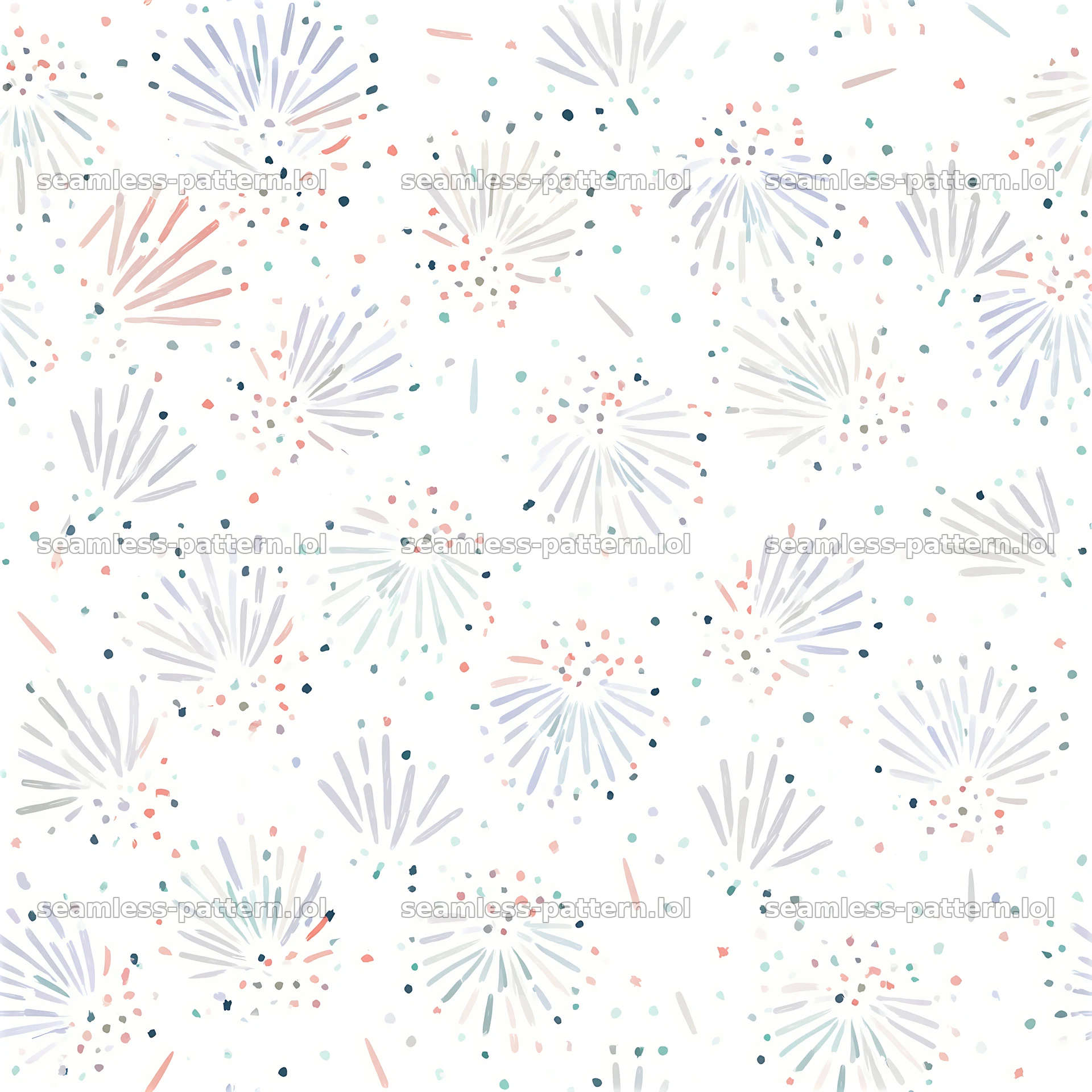 Colorful confetti burst pattern on a white background — seamless tileable pattern at 8192x8192