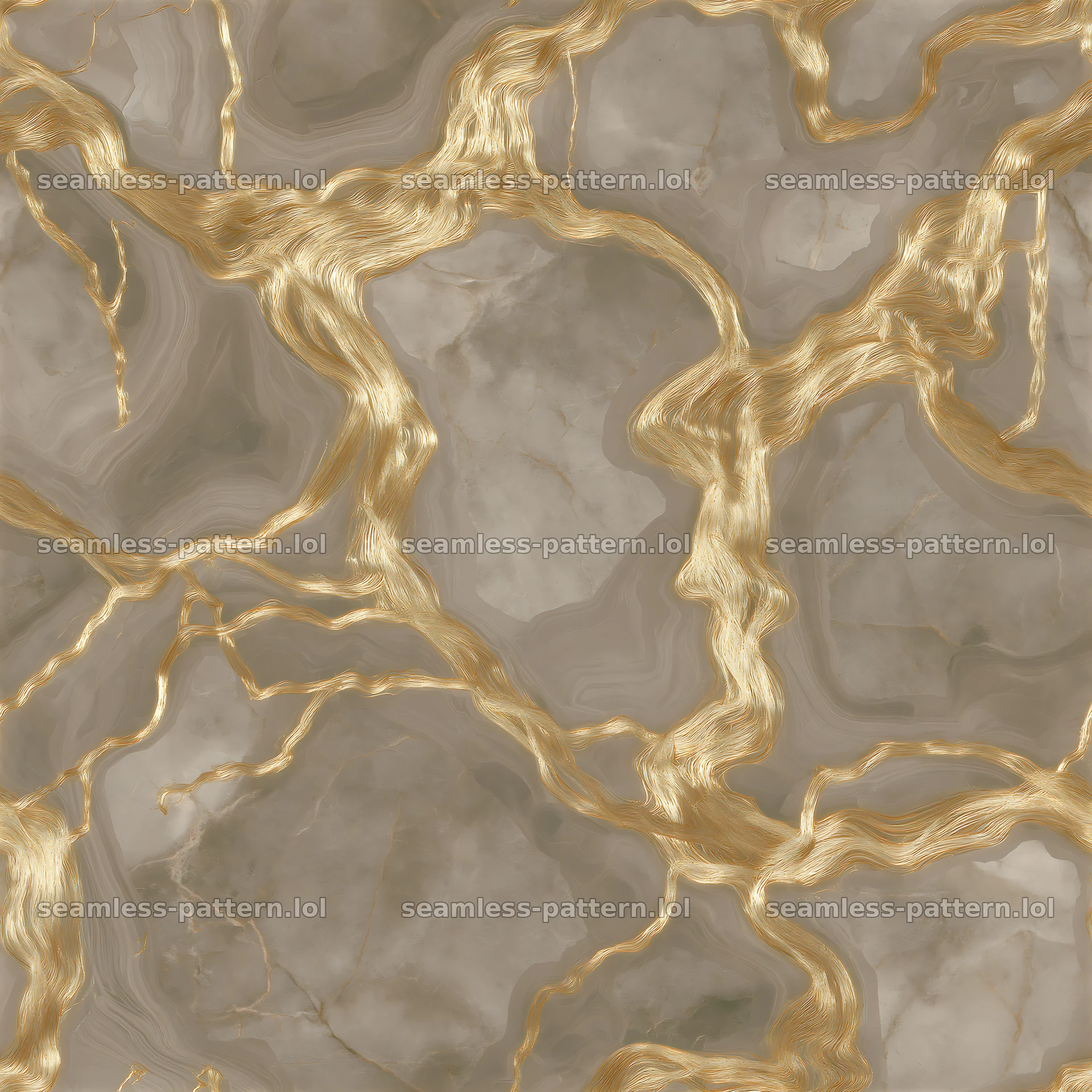 Metallic gold fluid veins tileable pattern on neutral background — seamless tileable pattern at 8192x8192
