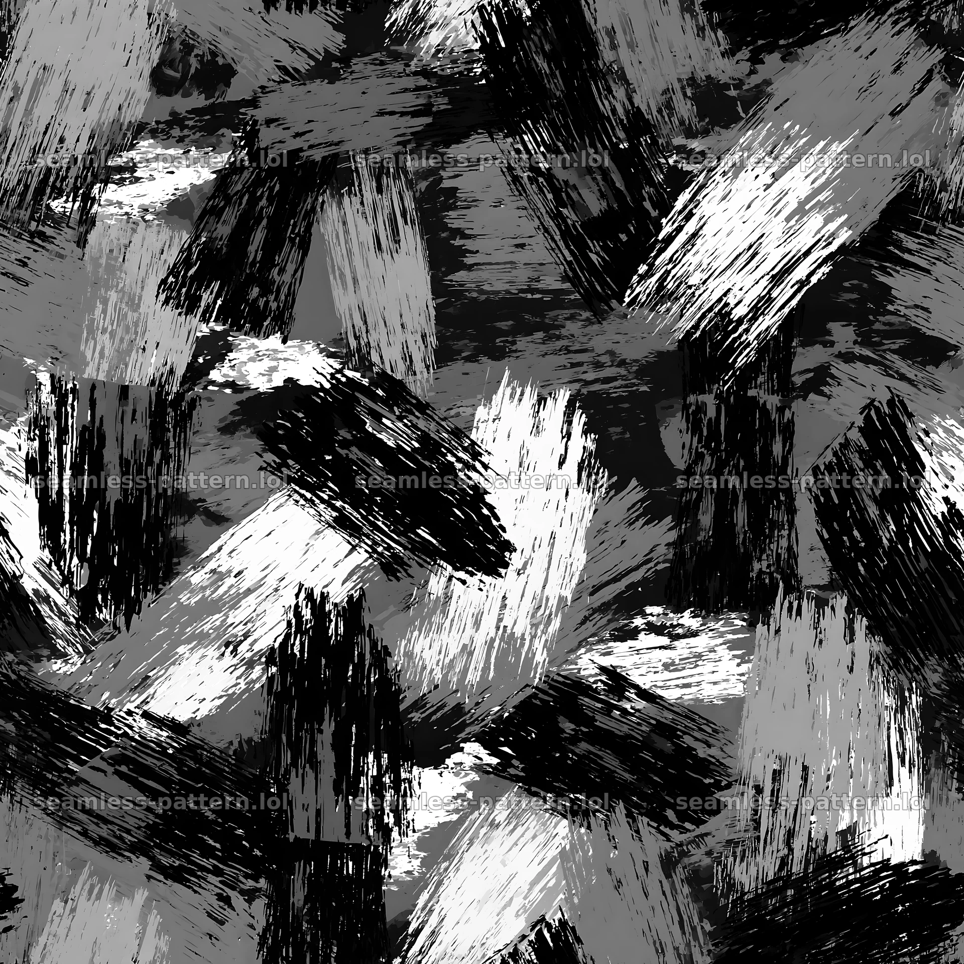 Seamless urban camouflage brushstroke pattern in black and white — seamless tileable pattern