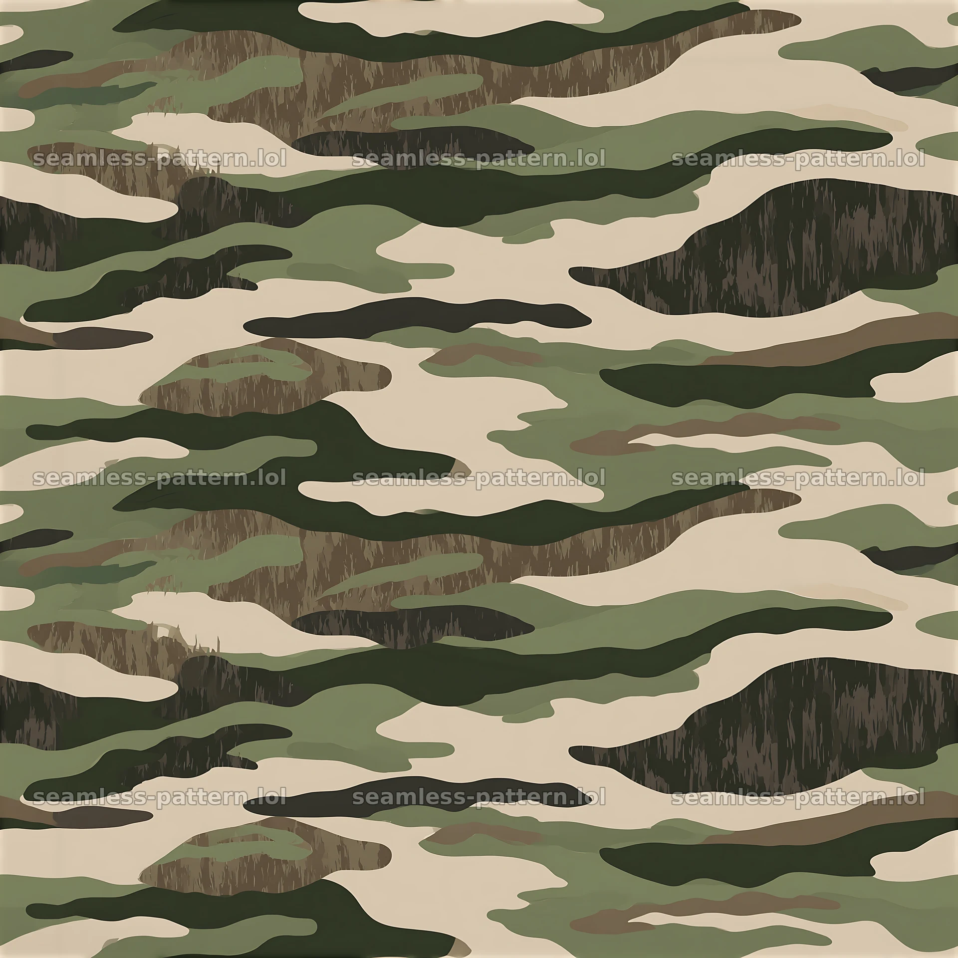 Tileable army camouflage pattern with shades of green and brown — seamless tileable pattern at 8192x8192