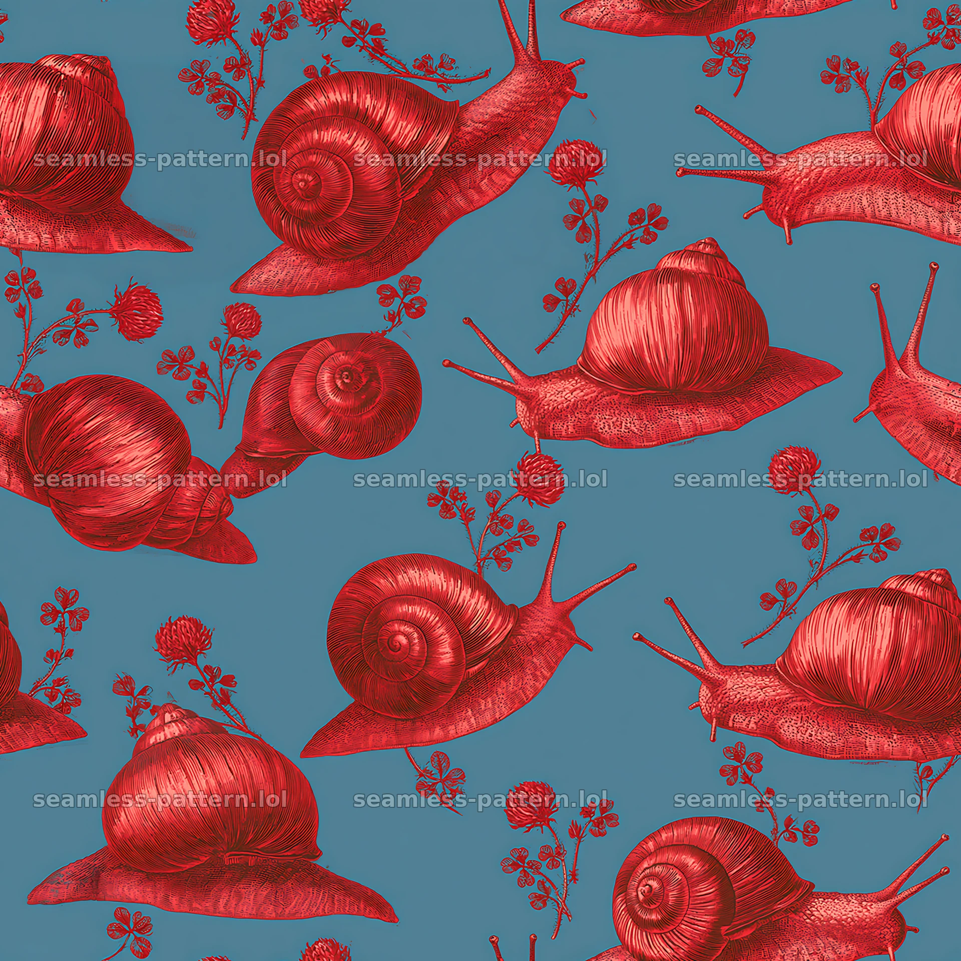 Red snail seamless pattern for fabric and wallpaper design — seamless tileable pattern