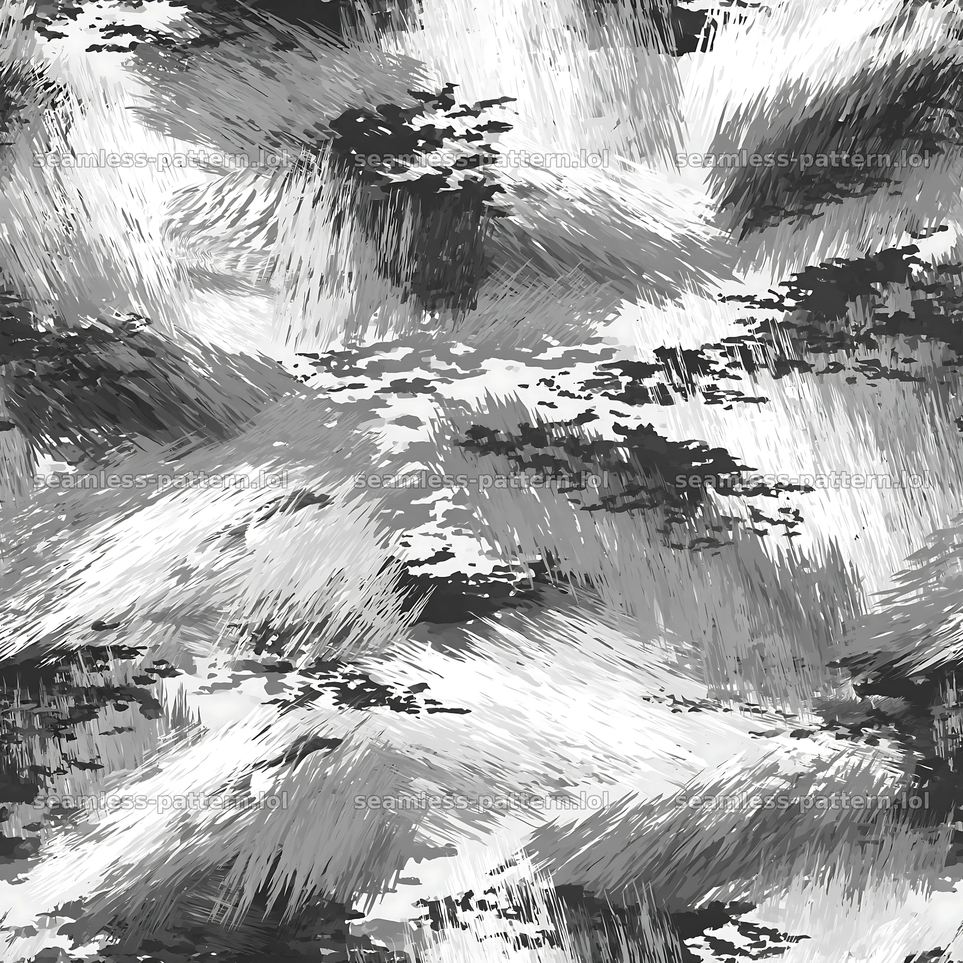 Seamless desert camouflage brushstroke pattern in monochrome — seamless tileable pattern