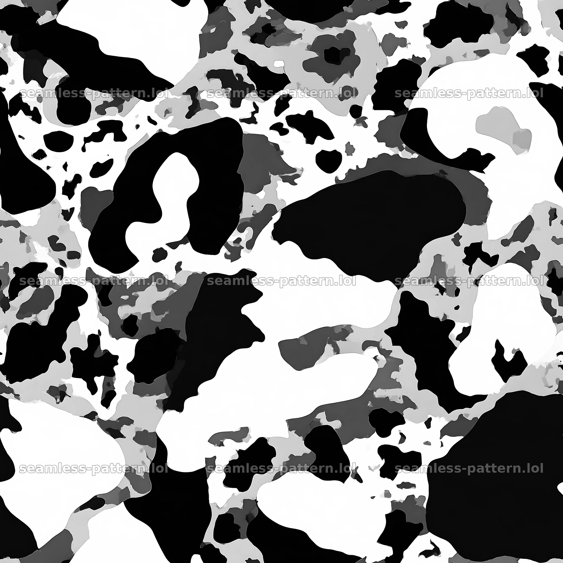Black and white camouflage rugged textile repeat pattern — seamless tileable pattern