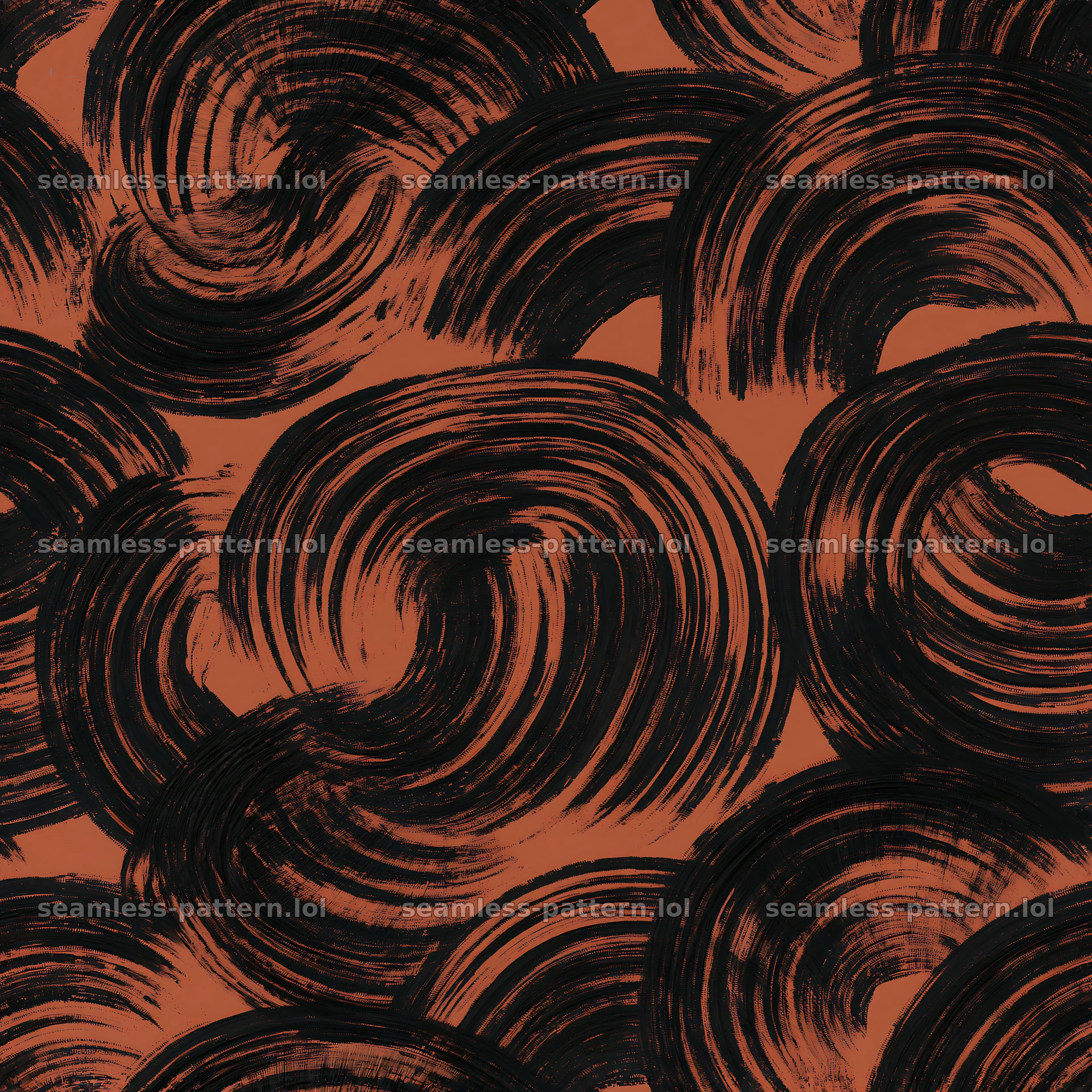 Tileable rough ink stroke texture in black and orange color scheme — seamless tileable pattern