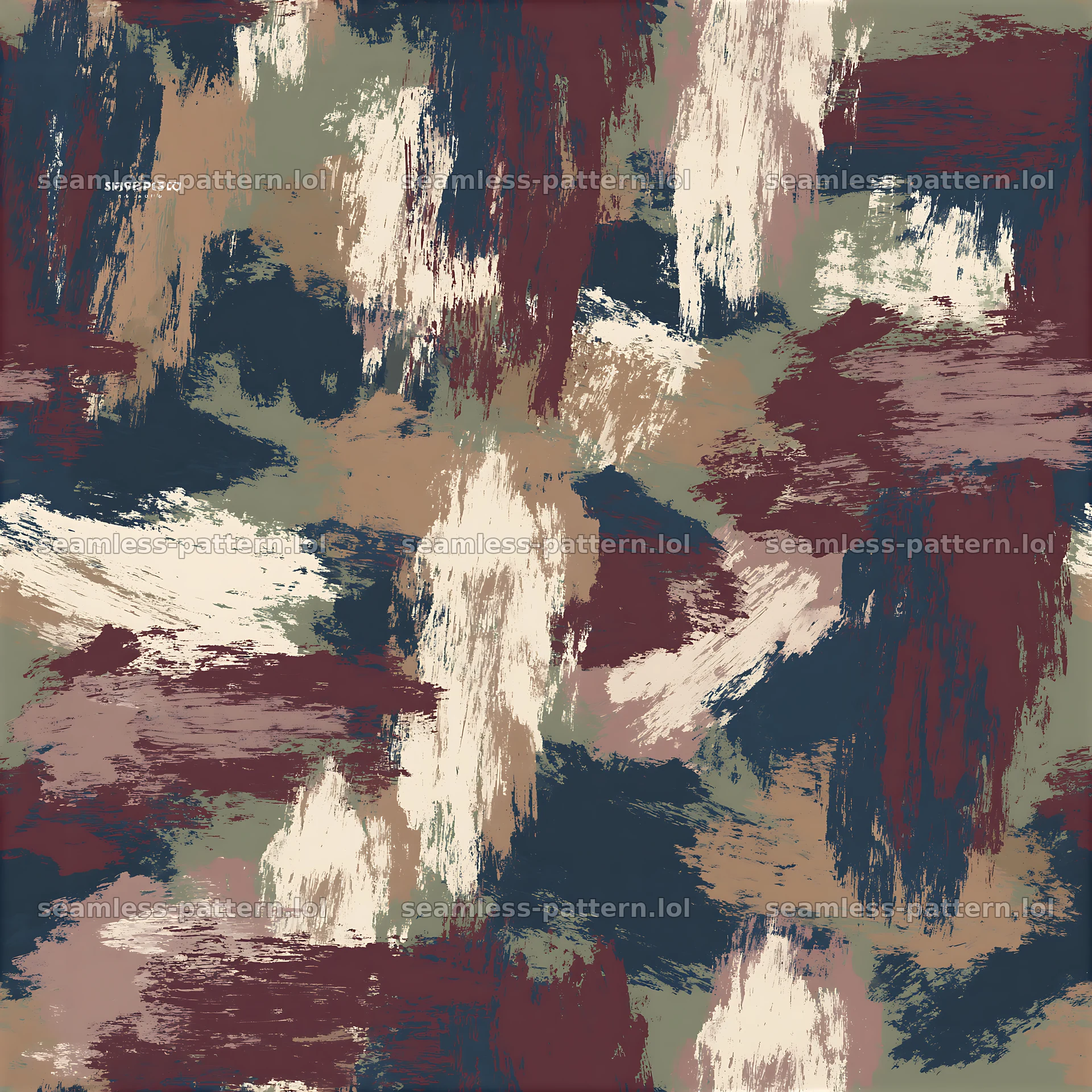 Bold brushstroke camouflage repeat pattern with strong colors — seamless tileable pattern at 8192x8192