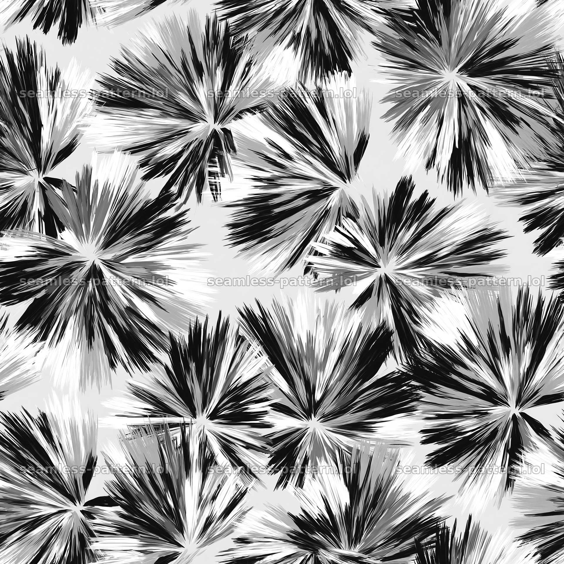 Tileable graphic brush mark pattern in black and white — seamless tileable pattern