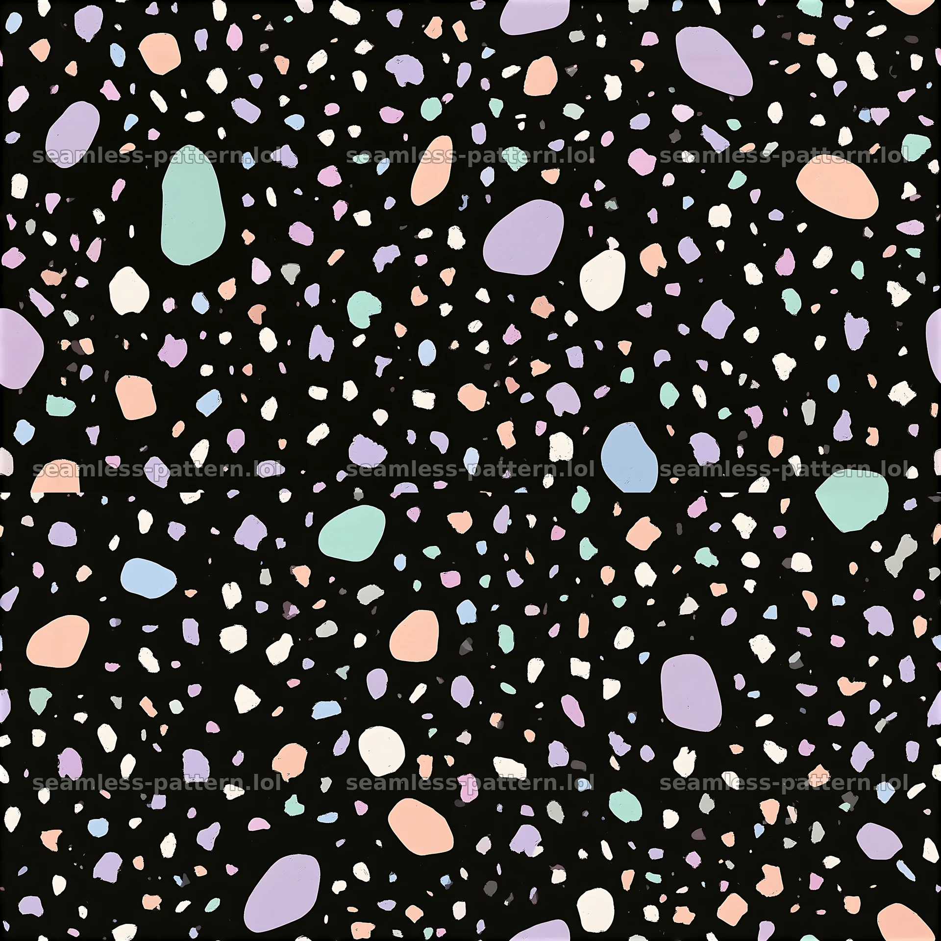 Confetti on black tileable texture creates vibrant surface pattern — seamless tileable pattern at 8192x8192