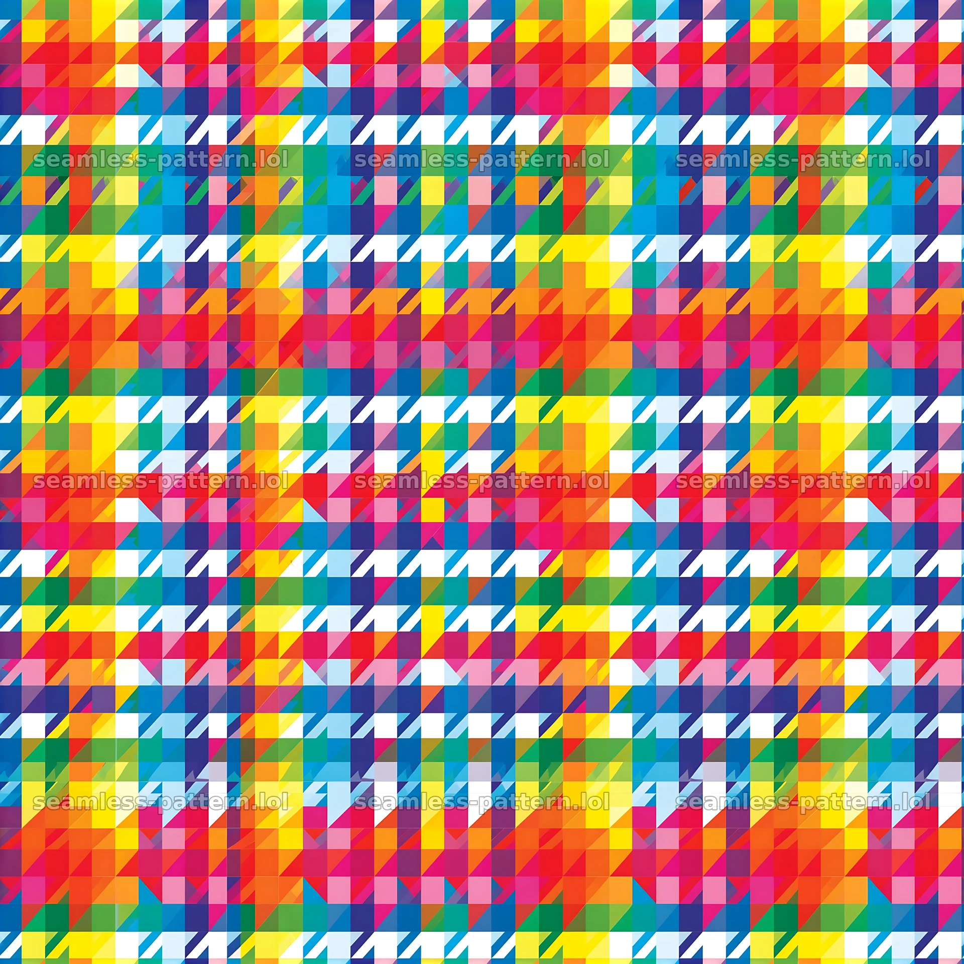 Colorful houndstooth seamless pattern with bright colors and shapes — seamless tileable pattern at 8192x8192