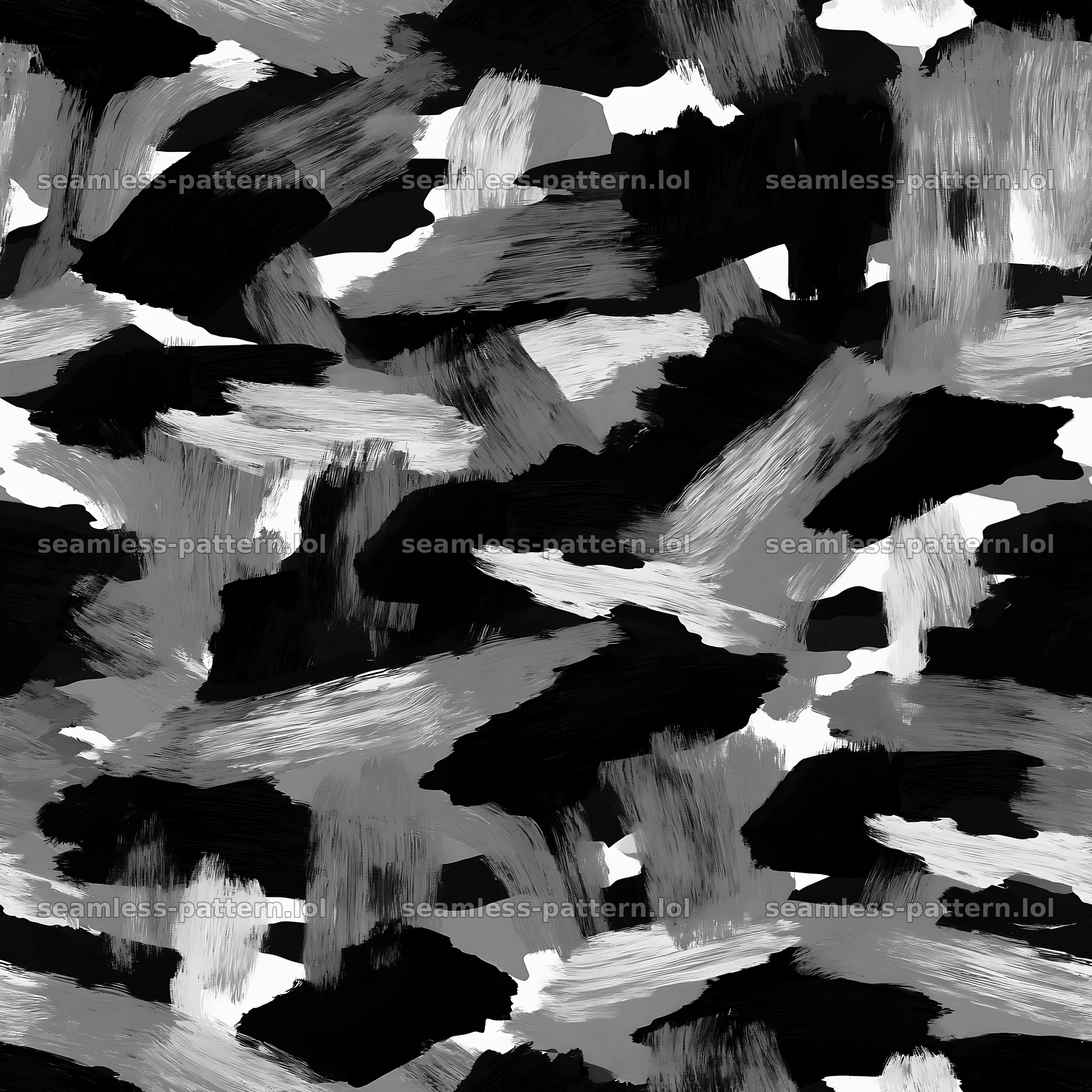 Seamless black camouflage brushstroke pattern for textiles — seamless tileable pattern