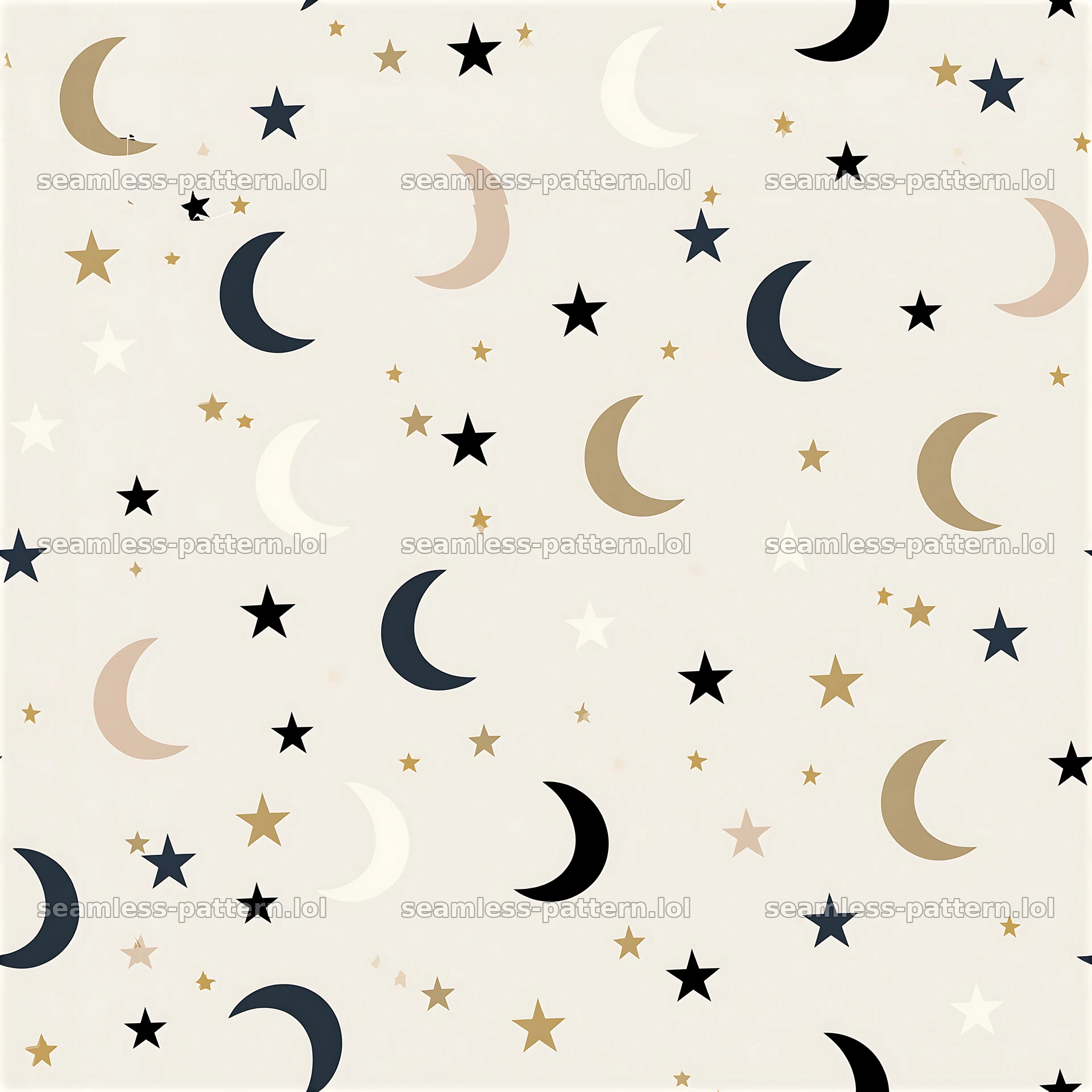 Cute star and moon seamless pattern in dark and light shades — seamless tileable pattern at 8192x8192