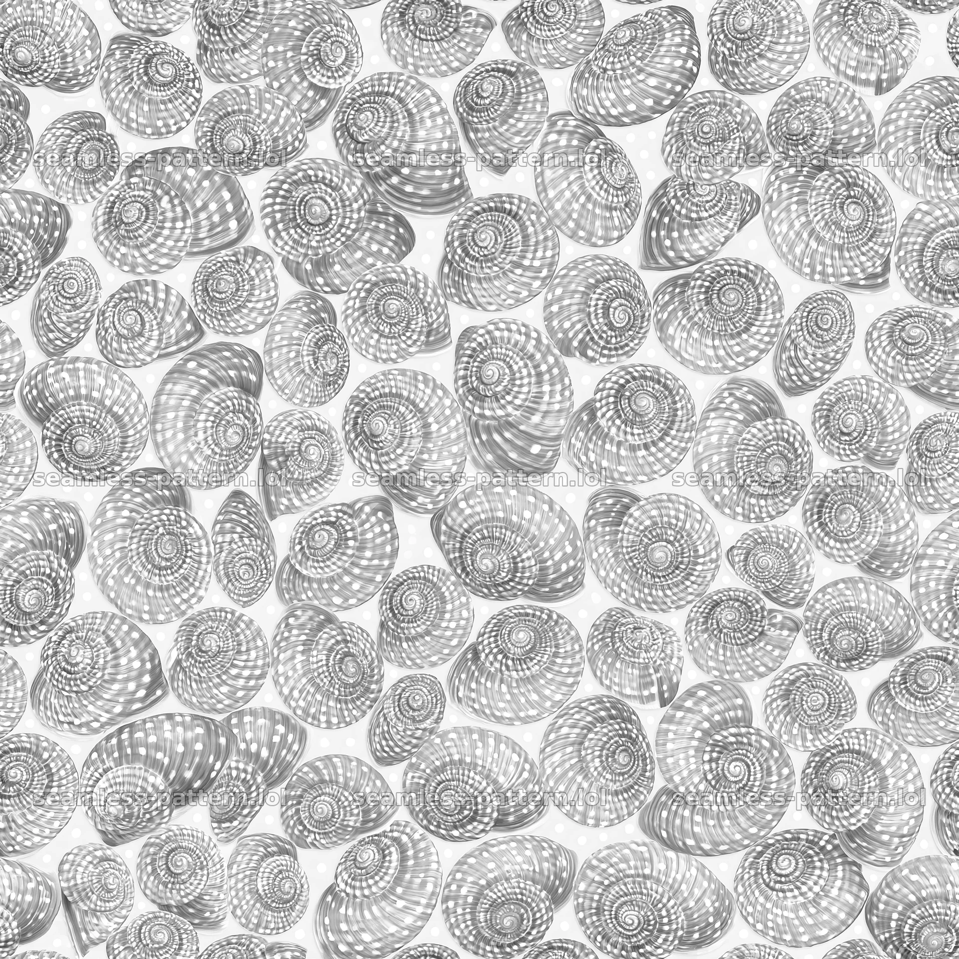 Red snail spiral shell seamless pattern in monochrome — seamless tileable pattern