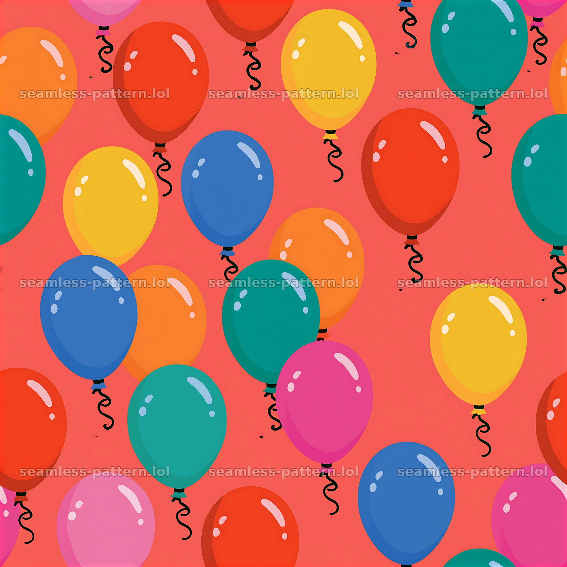 Rainbow balloon seamless pattern on bright background — seamless tileable pattern at 8192x8192