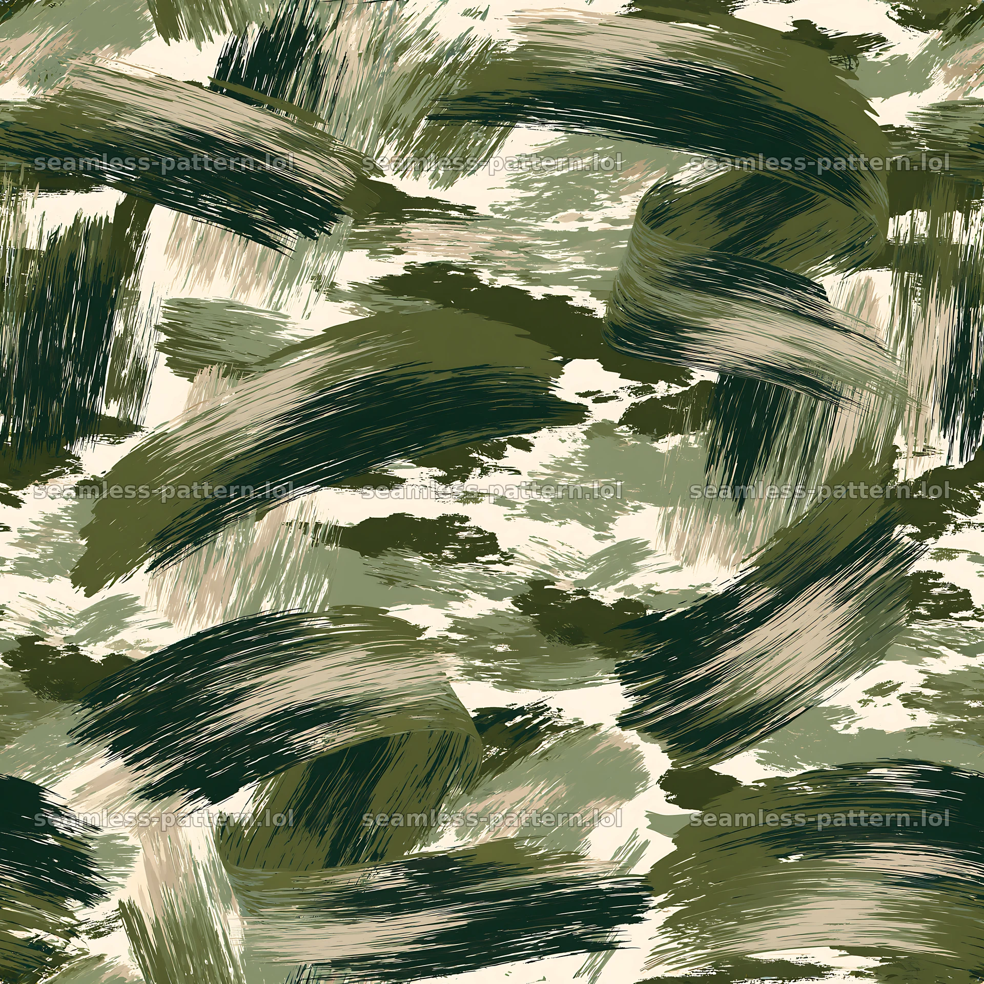 Seamless green camouflage brushstroke pattern — seamless tileable pattern