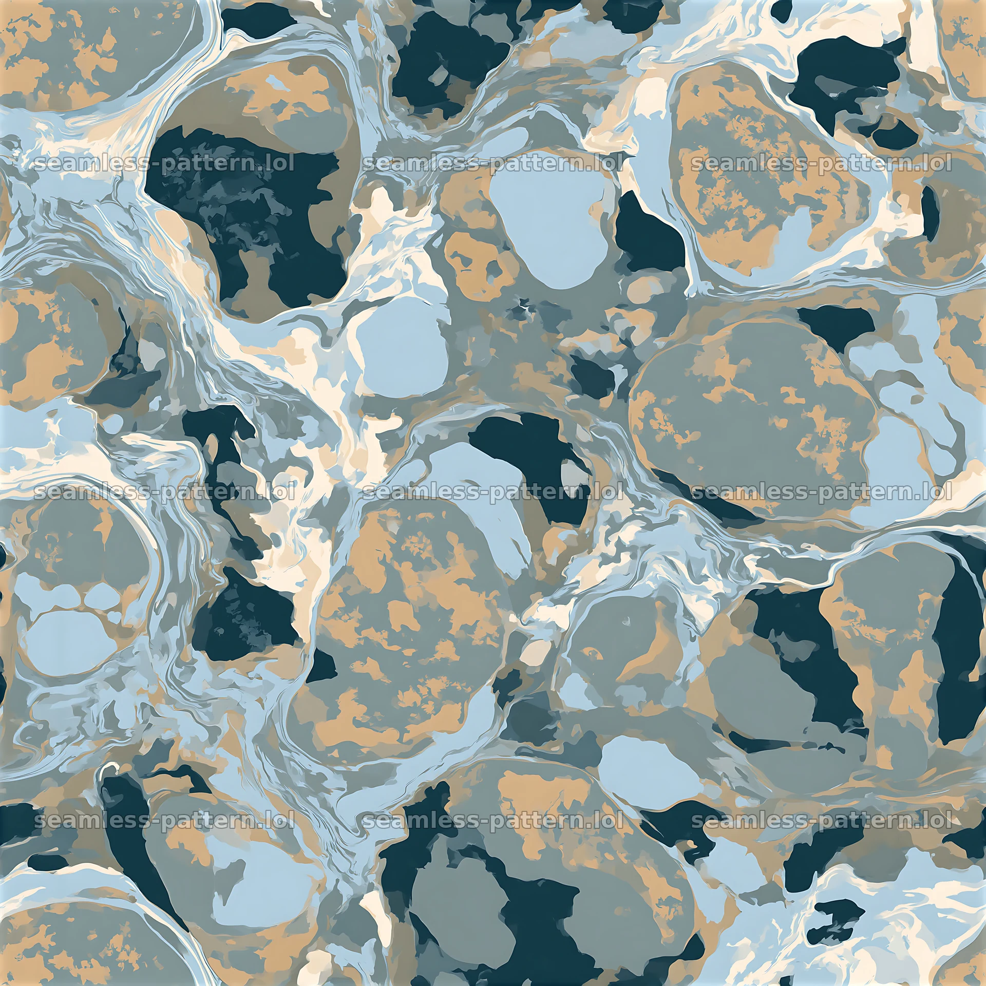 Seamless smoky camouflage marble pattern in cool tones — seamless tileable pattern at 8192x8192