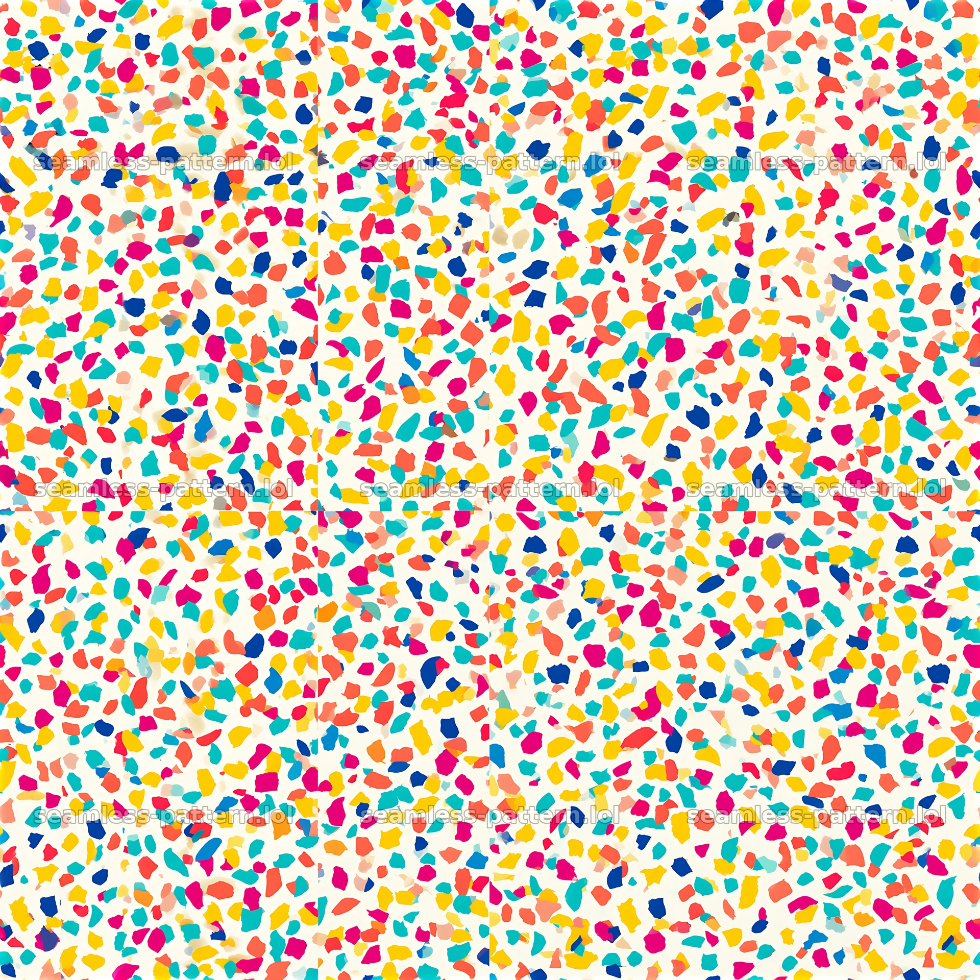 Bright confetti seamless texture with colorful shapes and patterns — seamless tileable pattern at 8192x8192