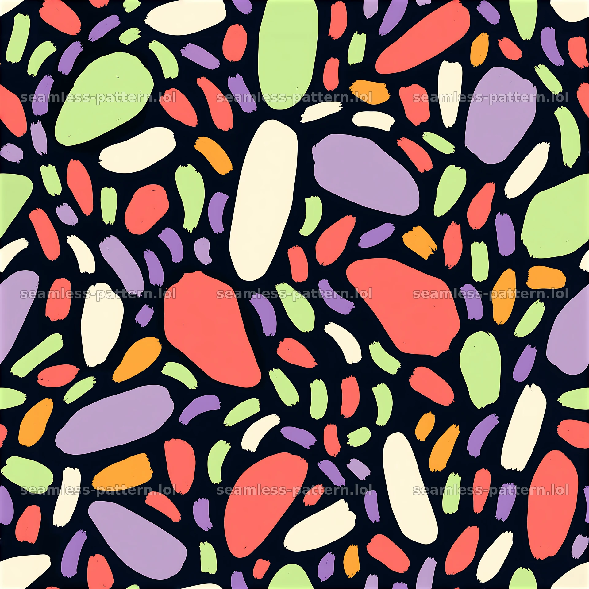 Bold multicolor seamless organic shape pattern — seamless tileable pattern at 8192x8192