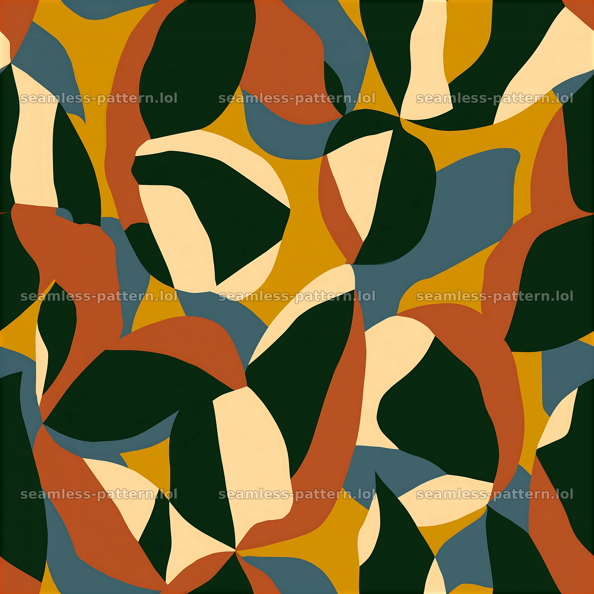 Repeating pattern with leafy camouflage forms in earthy tones — seamless tileable pattern at 8192x8192