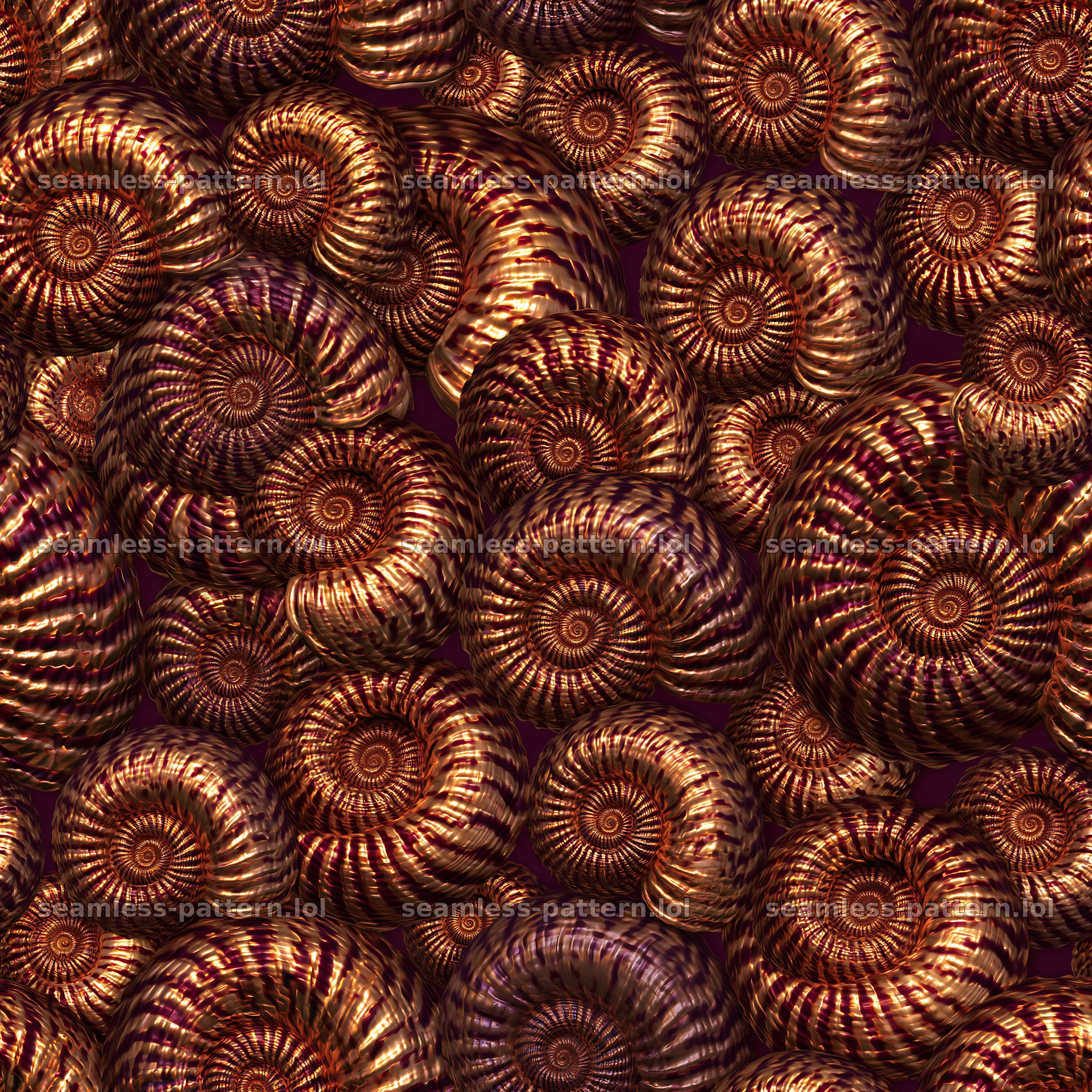 Seamless snail shell pattern with spirals for fabric and wallpaper — seamless tileable pattern