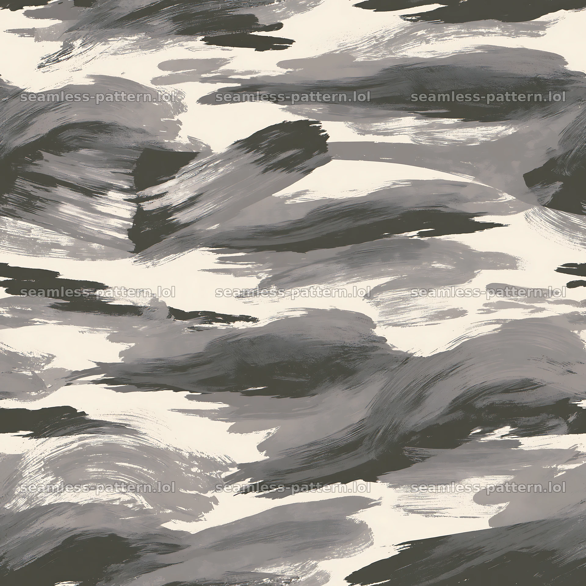 Seamless gray camouflage brushstroke pattern — seamless tileable pattern