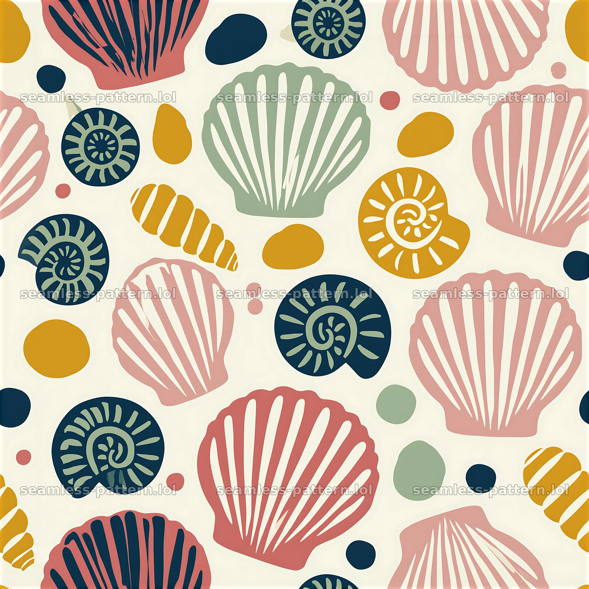 Pattern/funky shells seamless pattern with various shell shapes — seamless tileable pattern at 8192x8192