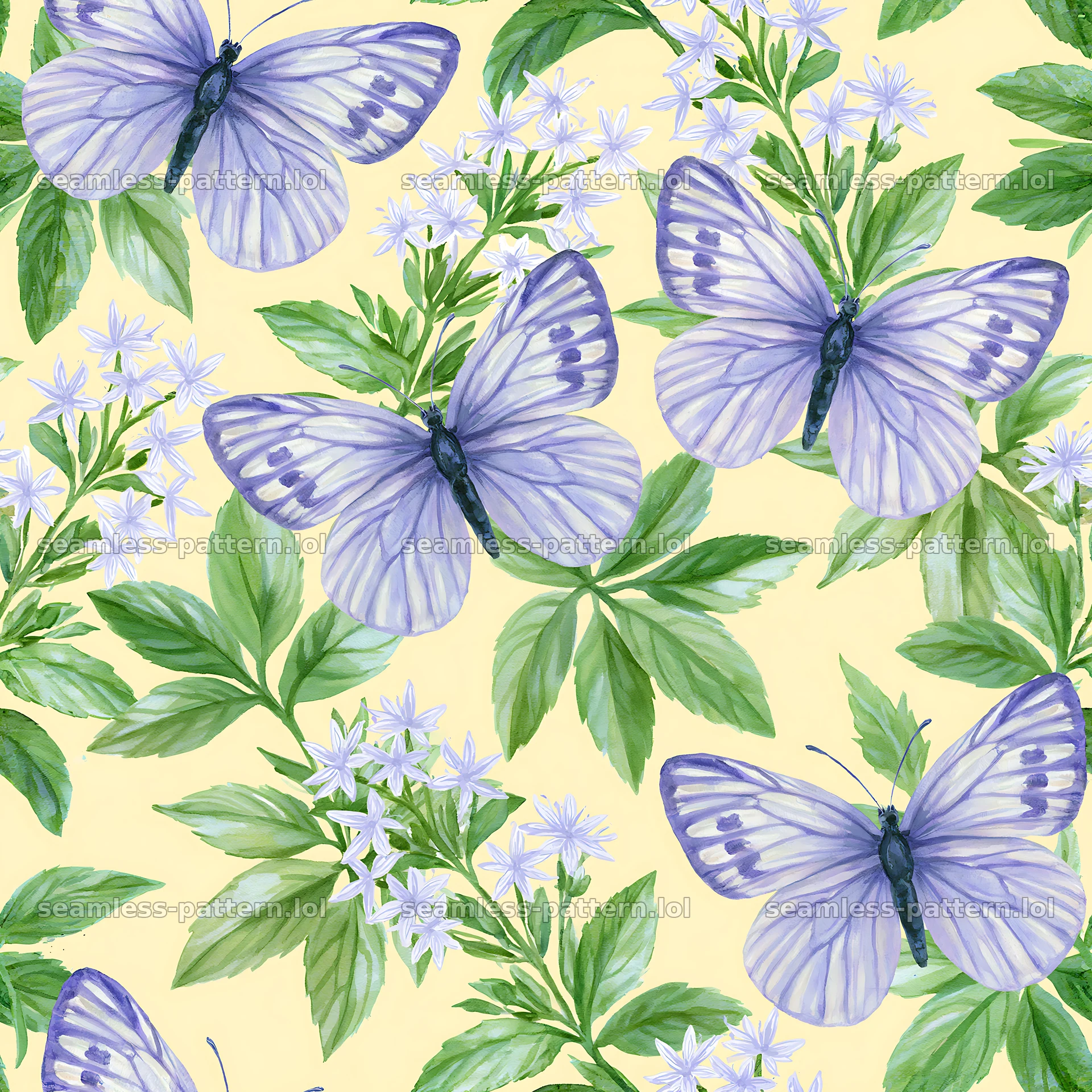 Watercolor butterfly seamless pattern for fabric and wallpaper — seamless tileable pattern