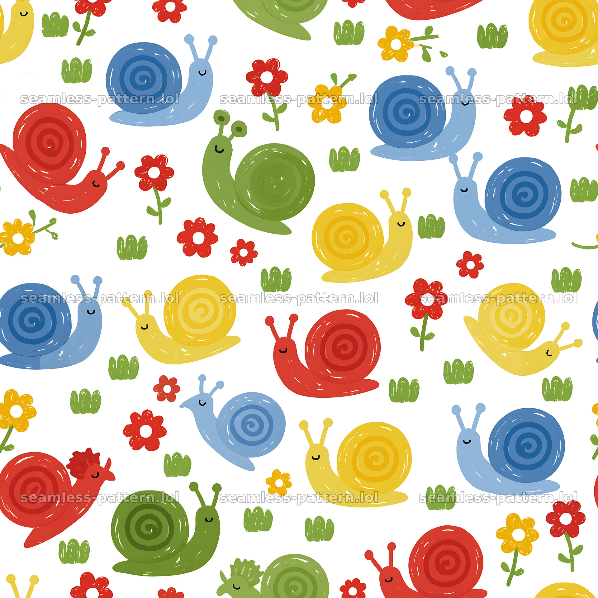 Seamless snail pattern for children's wallpaper — seamless tileable pattern