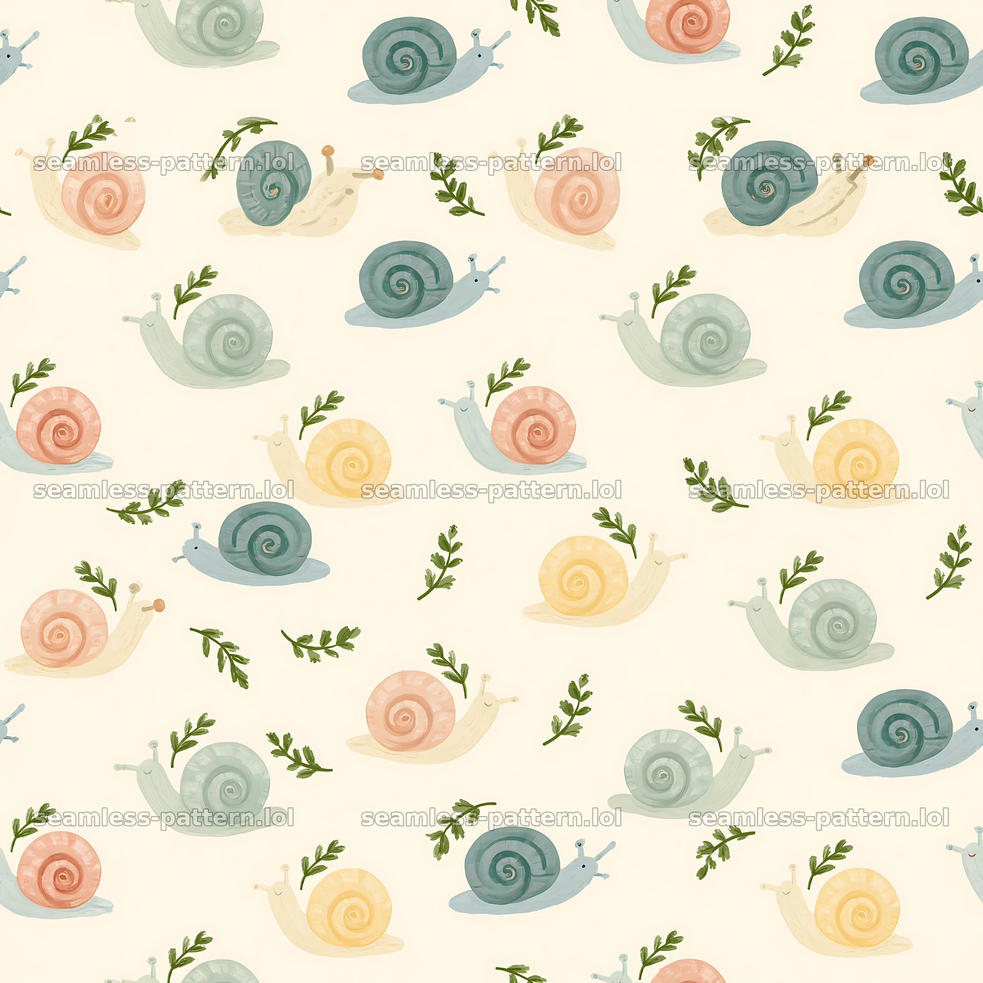 Seamless snail pattern for nursery fabric — seamless tileable pattern