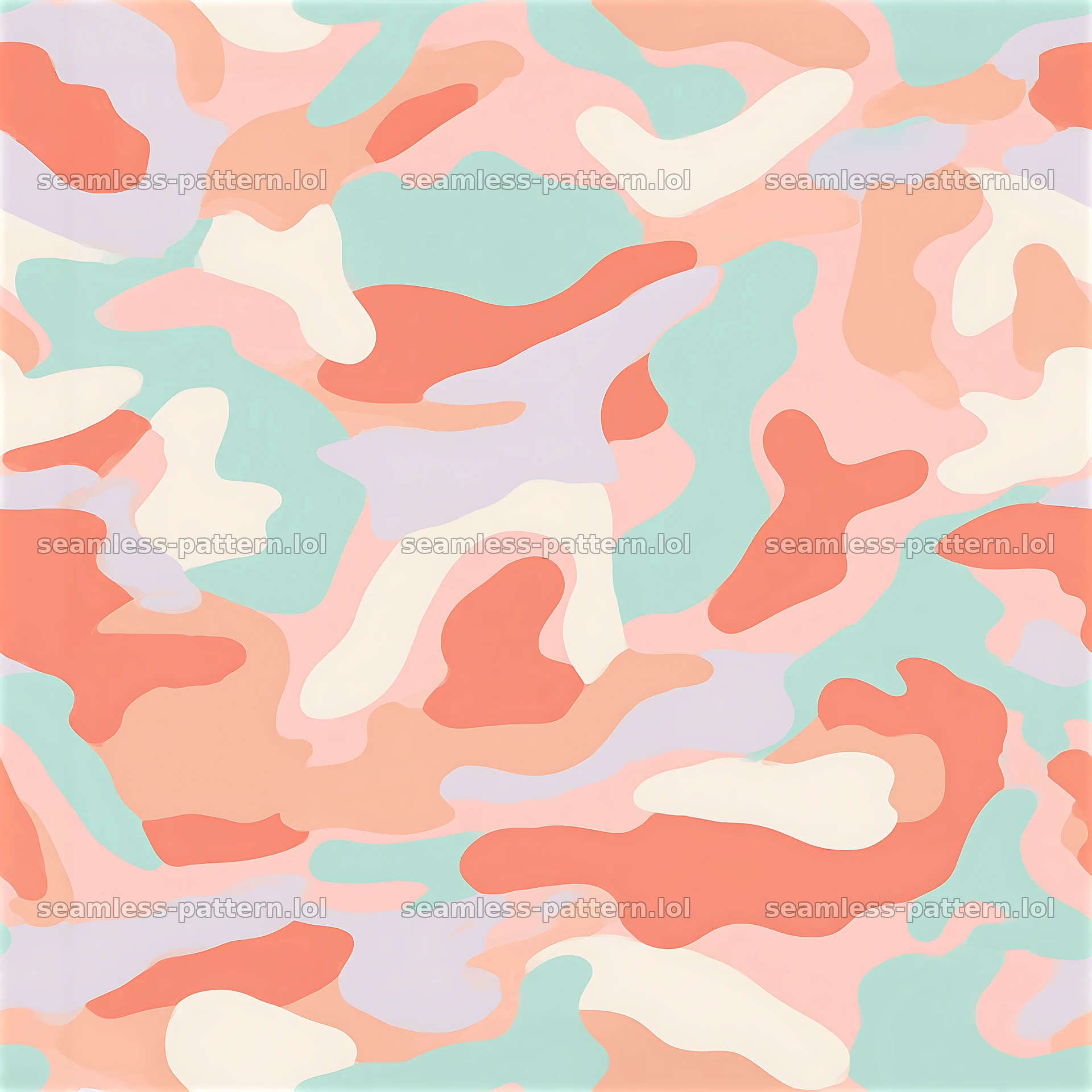 Repeat pattern with pastel camouflage colors in soft shapes — seamless tileable pattern at 8192x8192