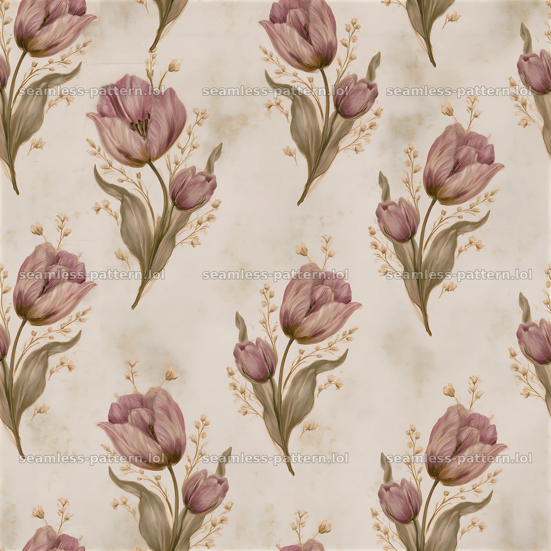 Tulip tileable pattern with soft floral details on light background — seamless tileable pattern at 8192x8192