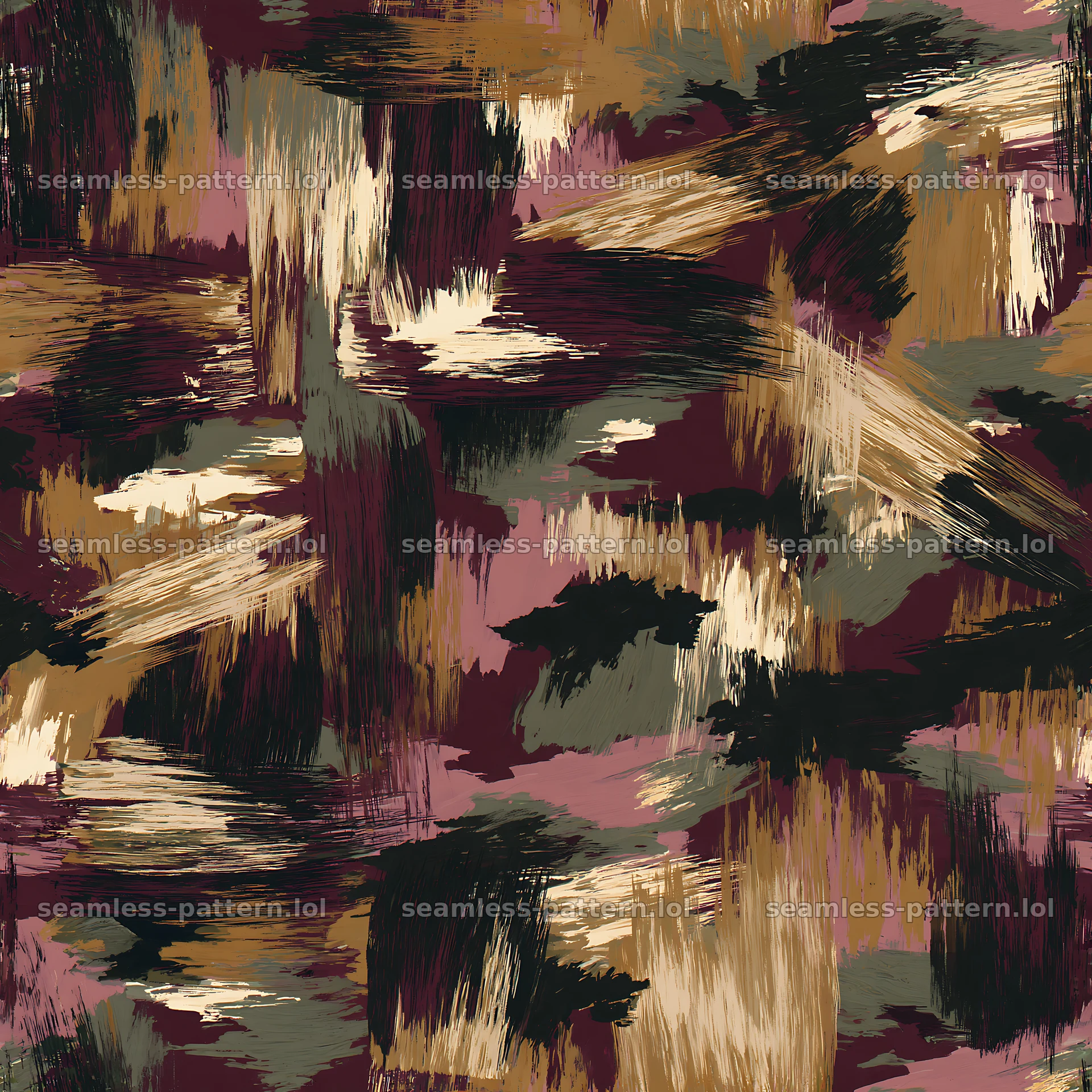 Seamless camouflage brushstroke pattern in earthy tones — seamless tileable pattern
