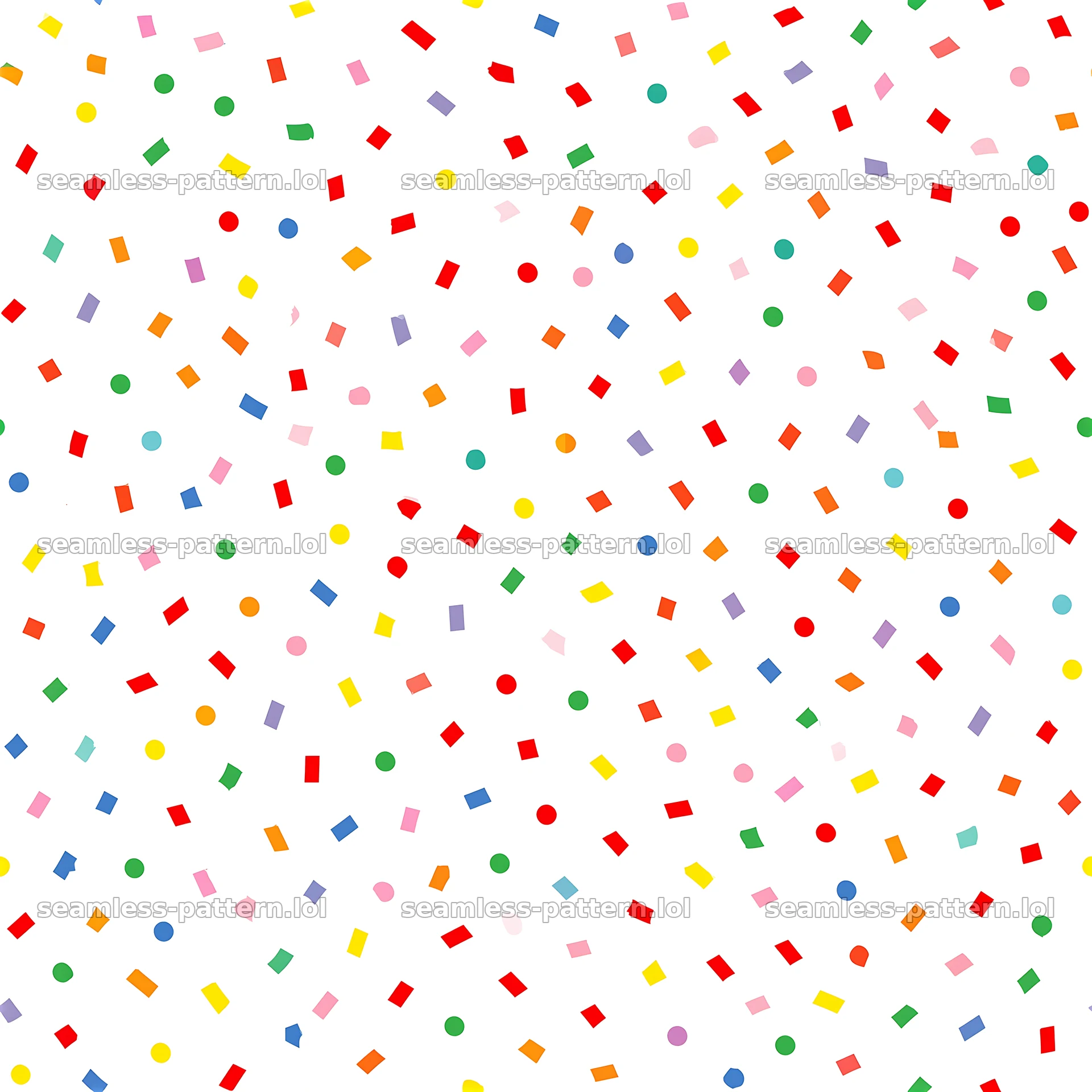 Colorful confetti seamless pattern fills the surface with fun shapes — seamless tileable pattern at 8192x8192