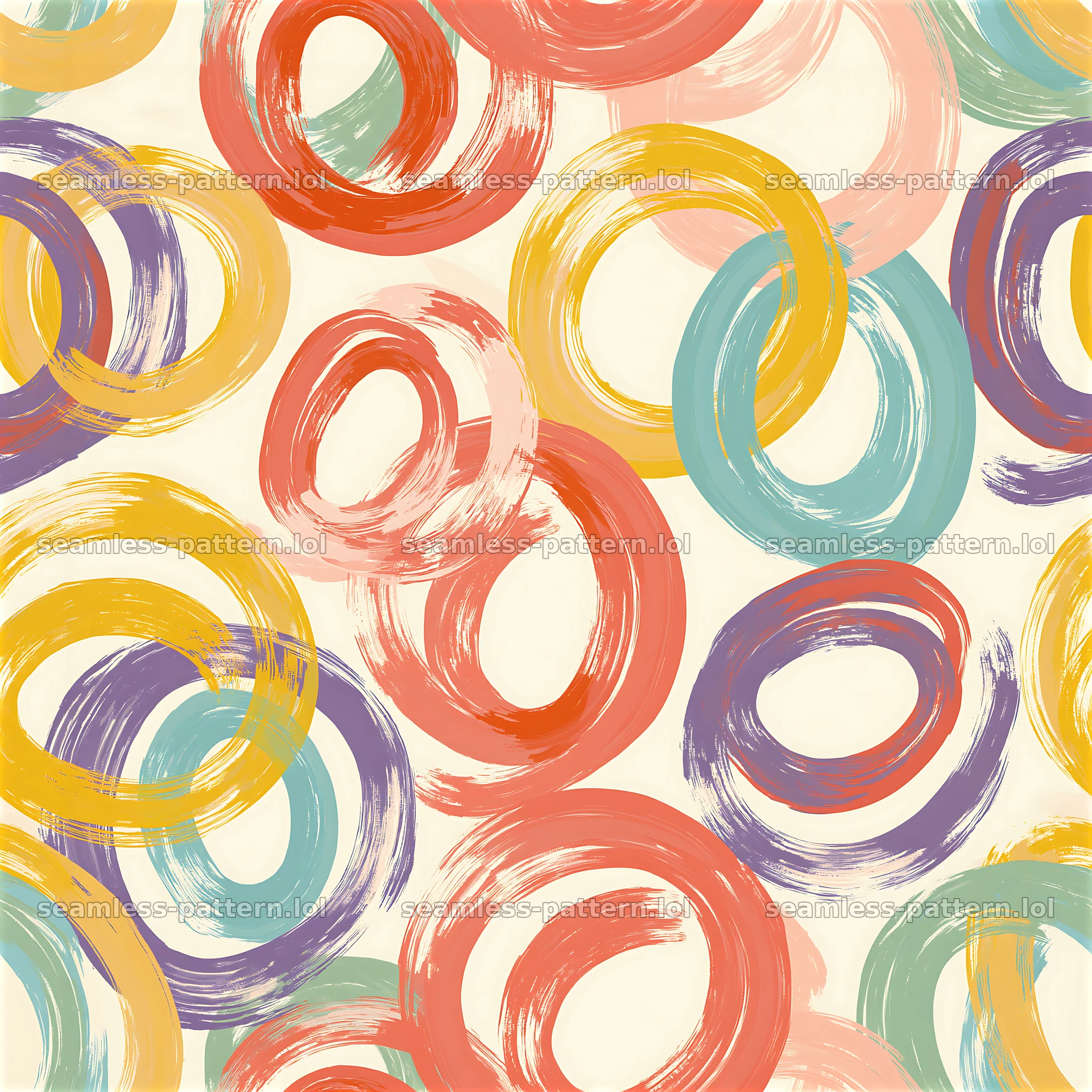Bright brushstroke loops seamless pattern creates lively visual effect — seamless tileable pattern at 8192x8192
