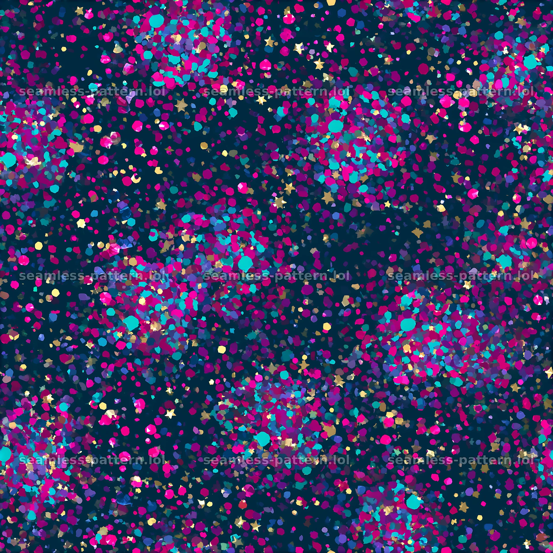Colorful glitter seamless pattern with vibrant dots on dark background — seamless tileable pattern at 8192x8192