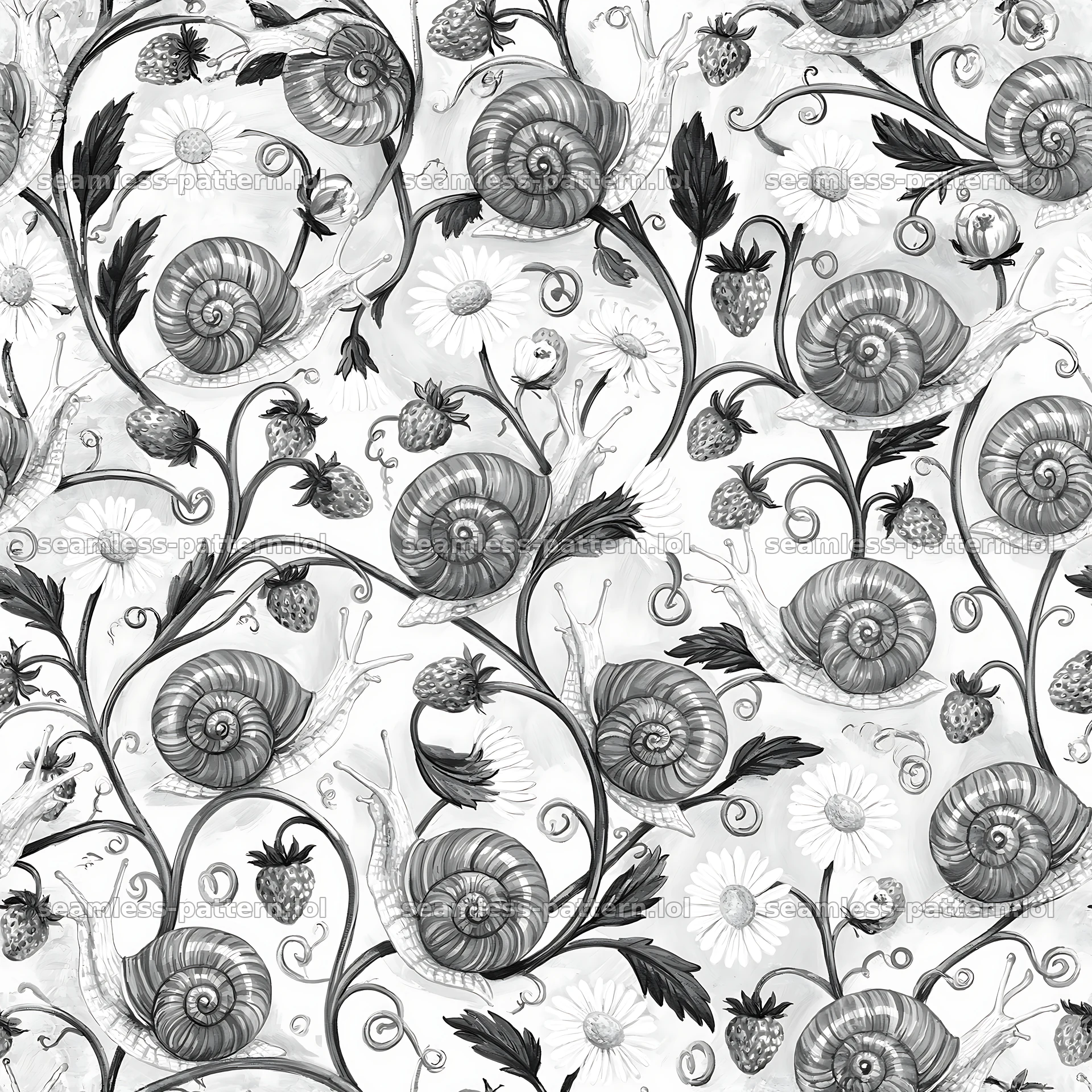 Red shell snail tileable pattern for fabric and wallpaper — seamless tileable pattern