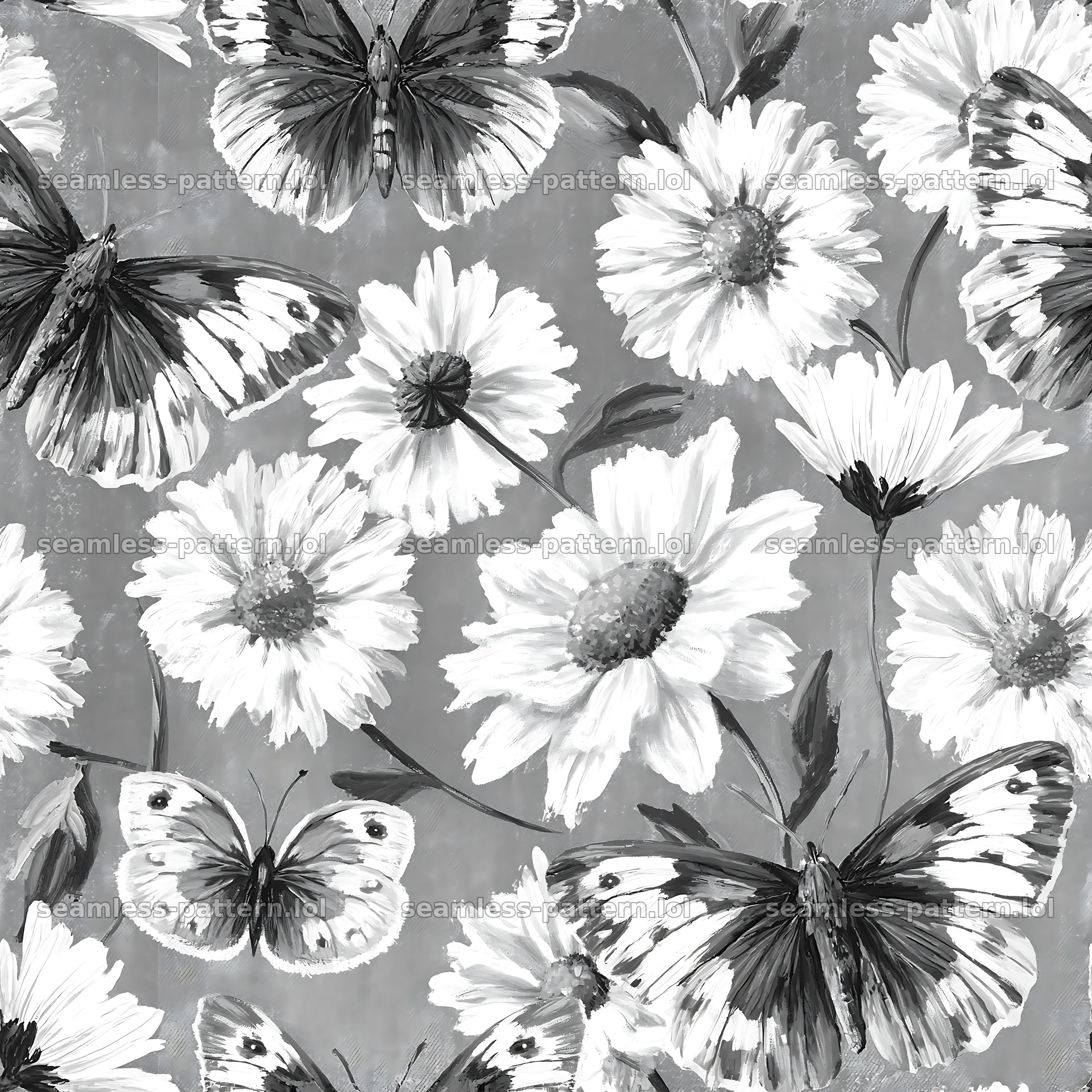 Butterfly and daisy seamless pattern for fabric and wallpaper — seamless tileable pattern
