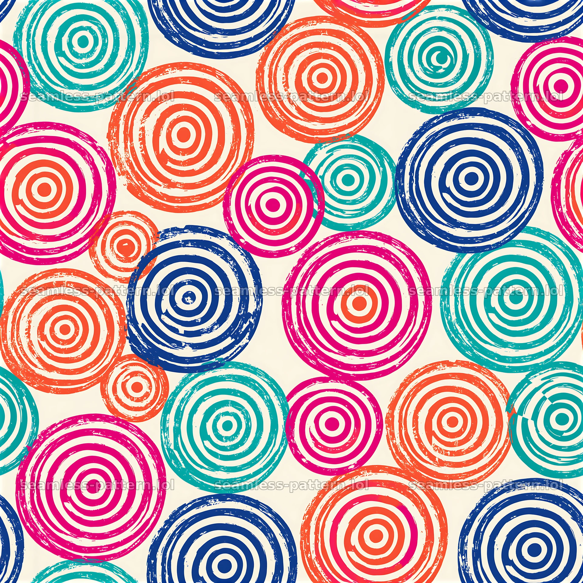 Bright abstract circles seamless pattern in vibrant colors — seamless tileable pattern at 8192x8192