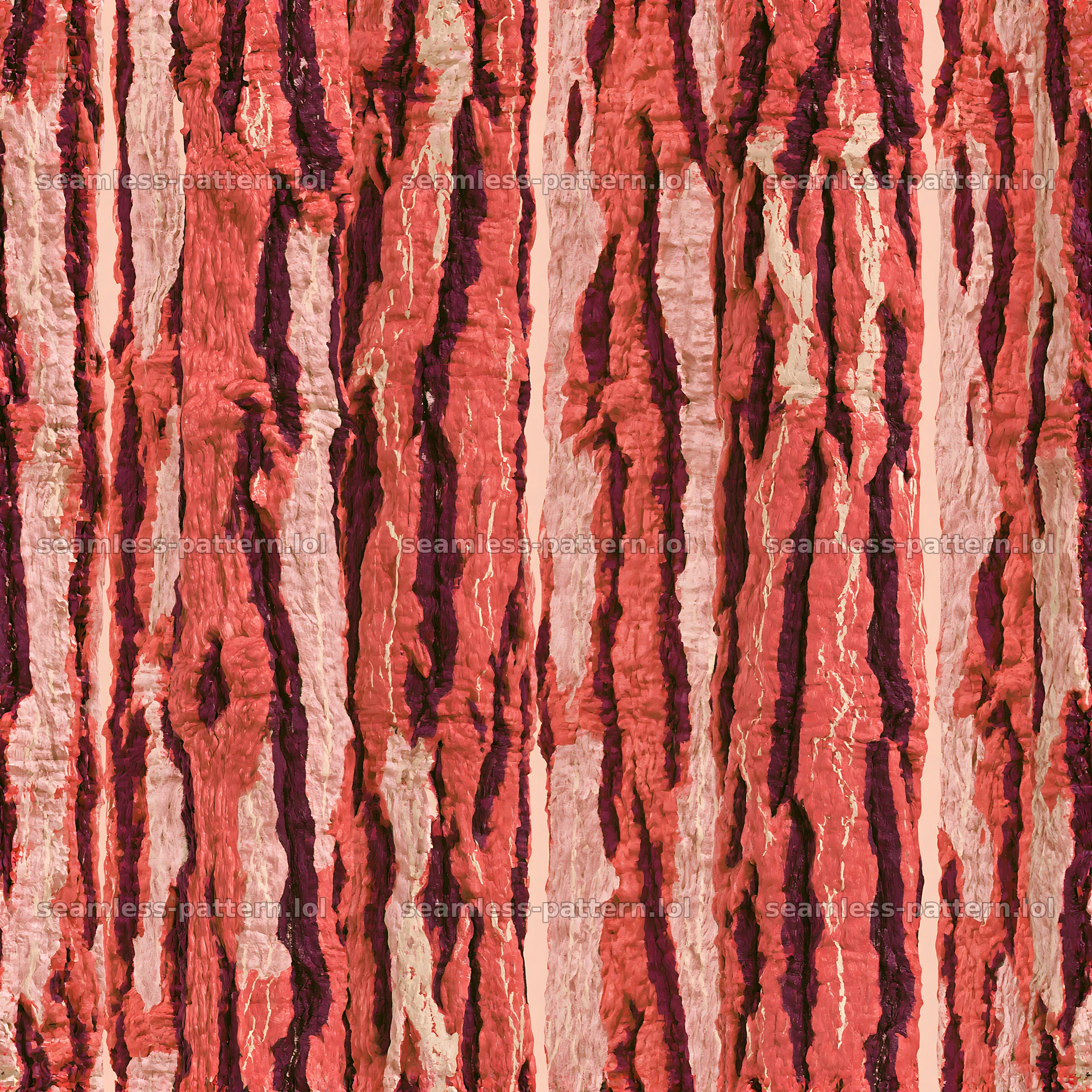 Seamless vertical bark repeat pattern in earthy tones — seamless tileable pattern