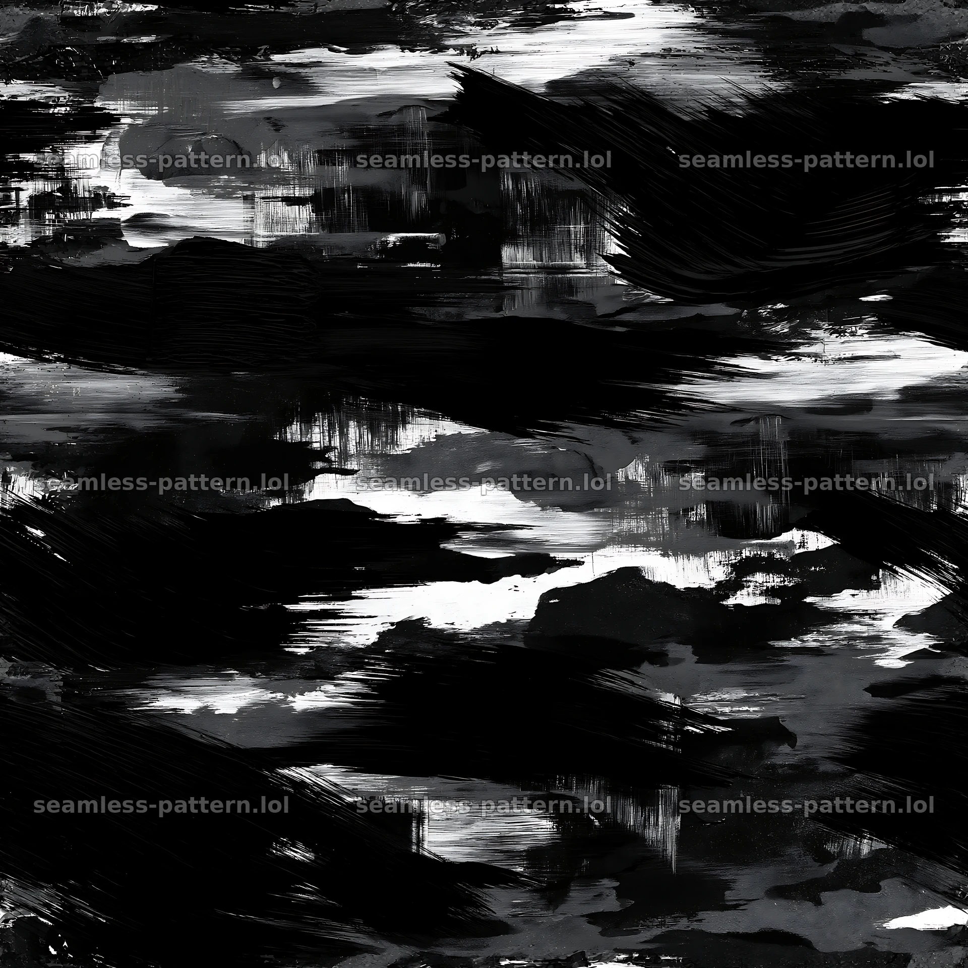 Seamless black camouflage brushstroke pattern — seamless tileable pattern