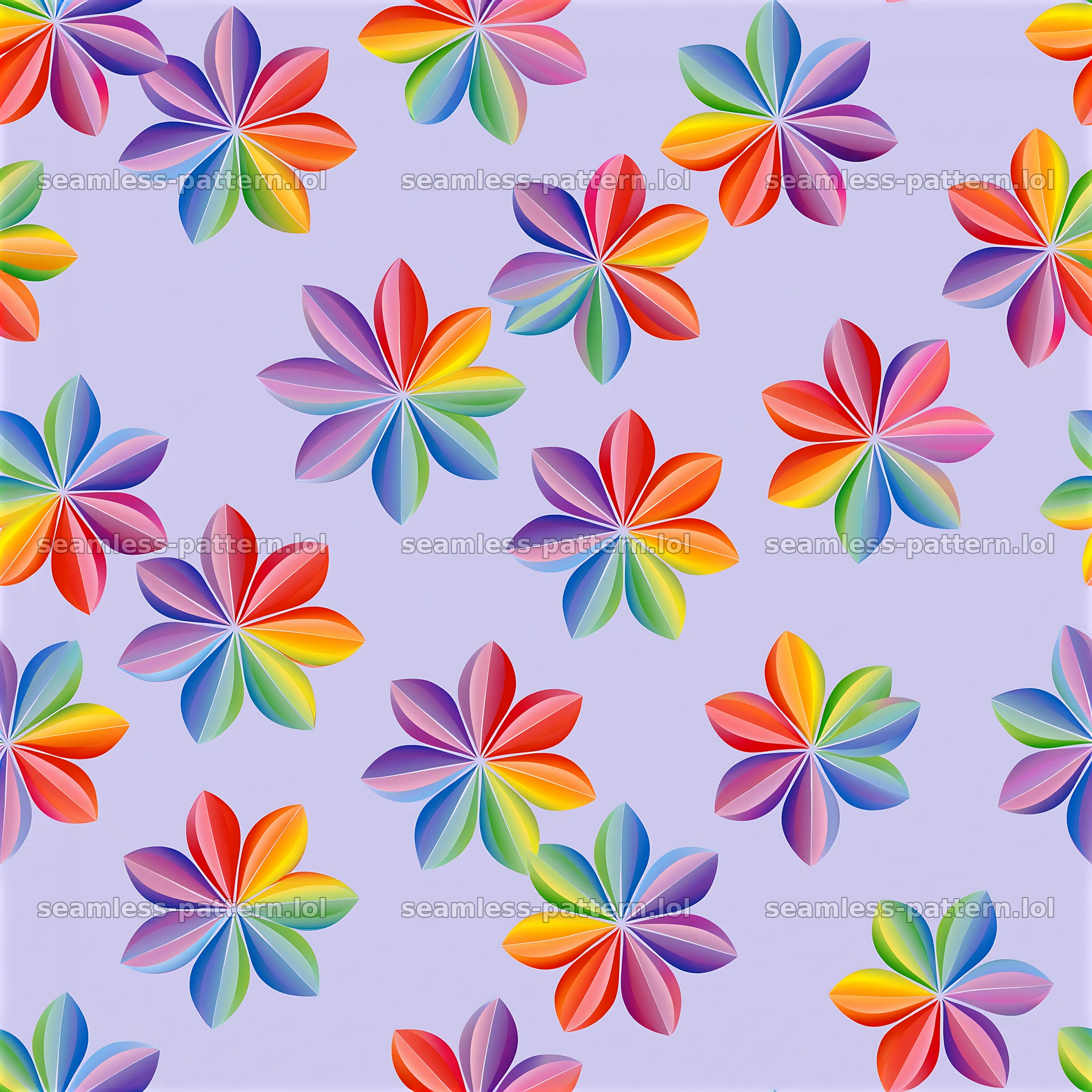 Vibrant rainbow petals tileable pattern on light background — seamless tileable pattern at 8192x8192