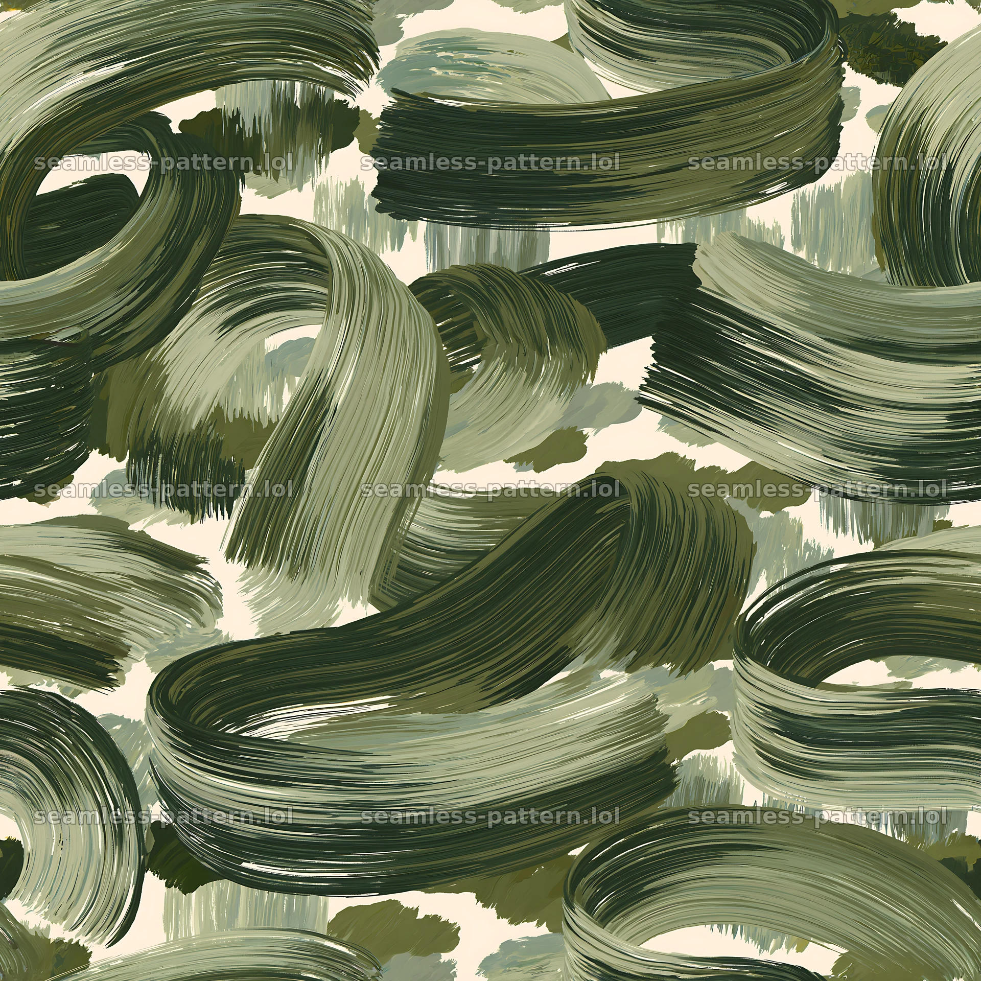 Seamless green camouflage brushstroke pattern for fabric and wallpaper — seamless tileable pattern