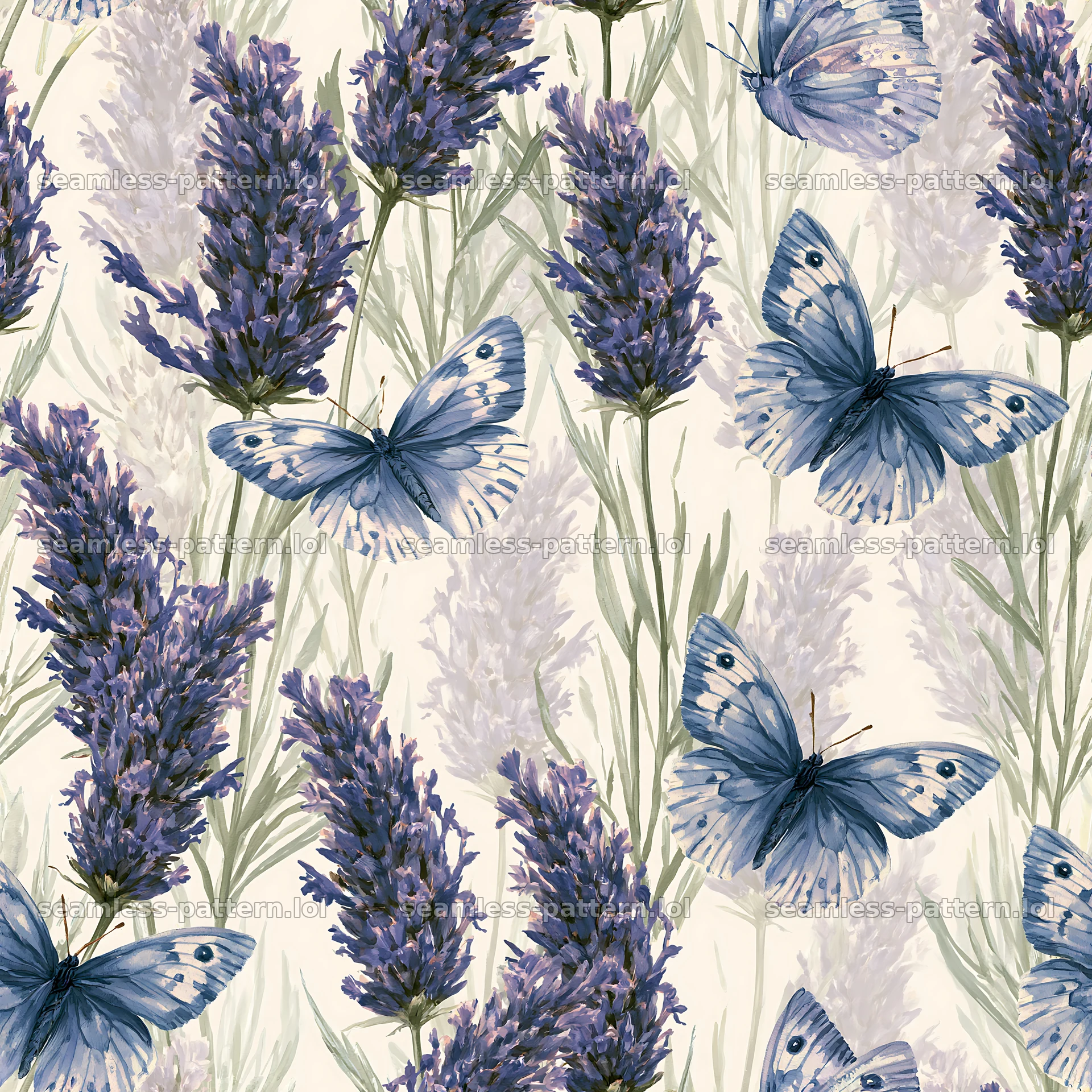 Butterfly and lavender seamless pattern for fabric and wallpaper seamless pattern
