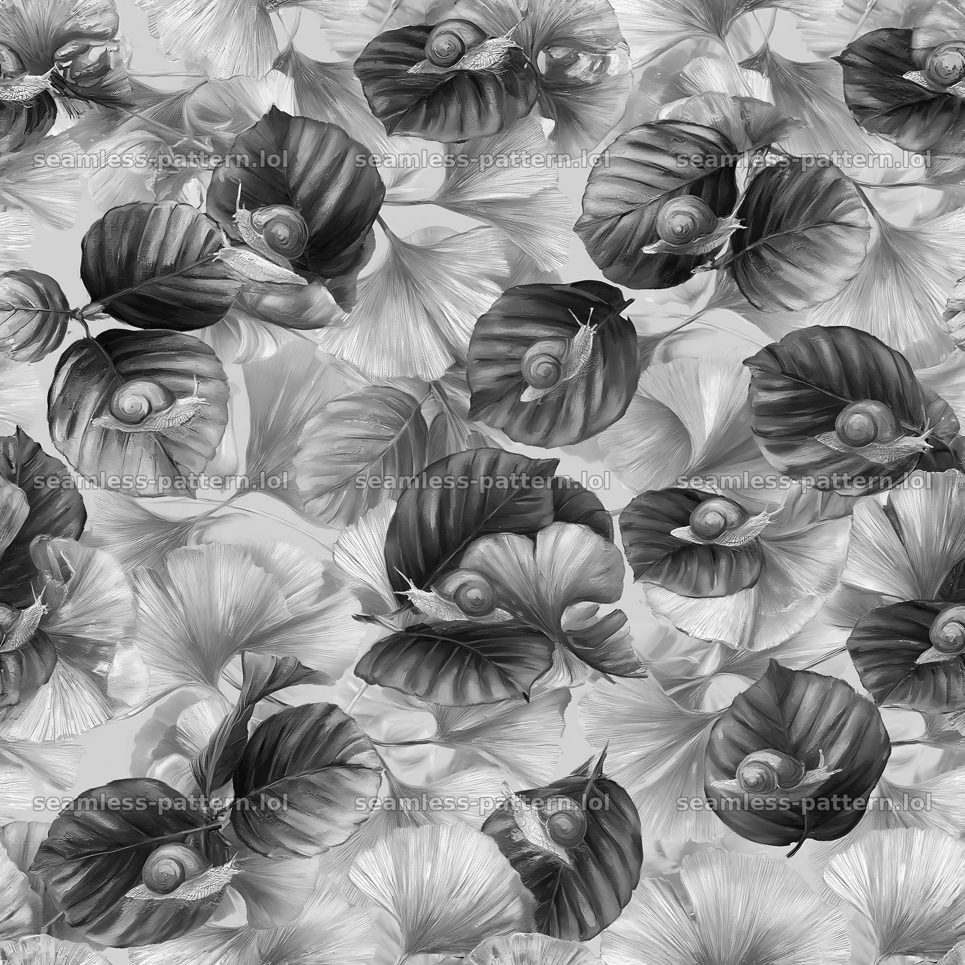 Red snail on leaves seamless pattern — seamless tileable pattern